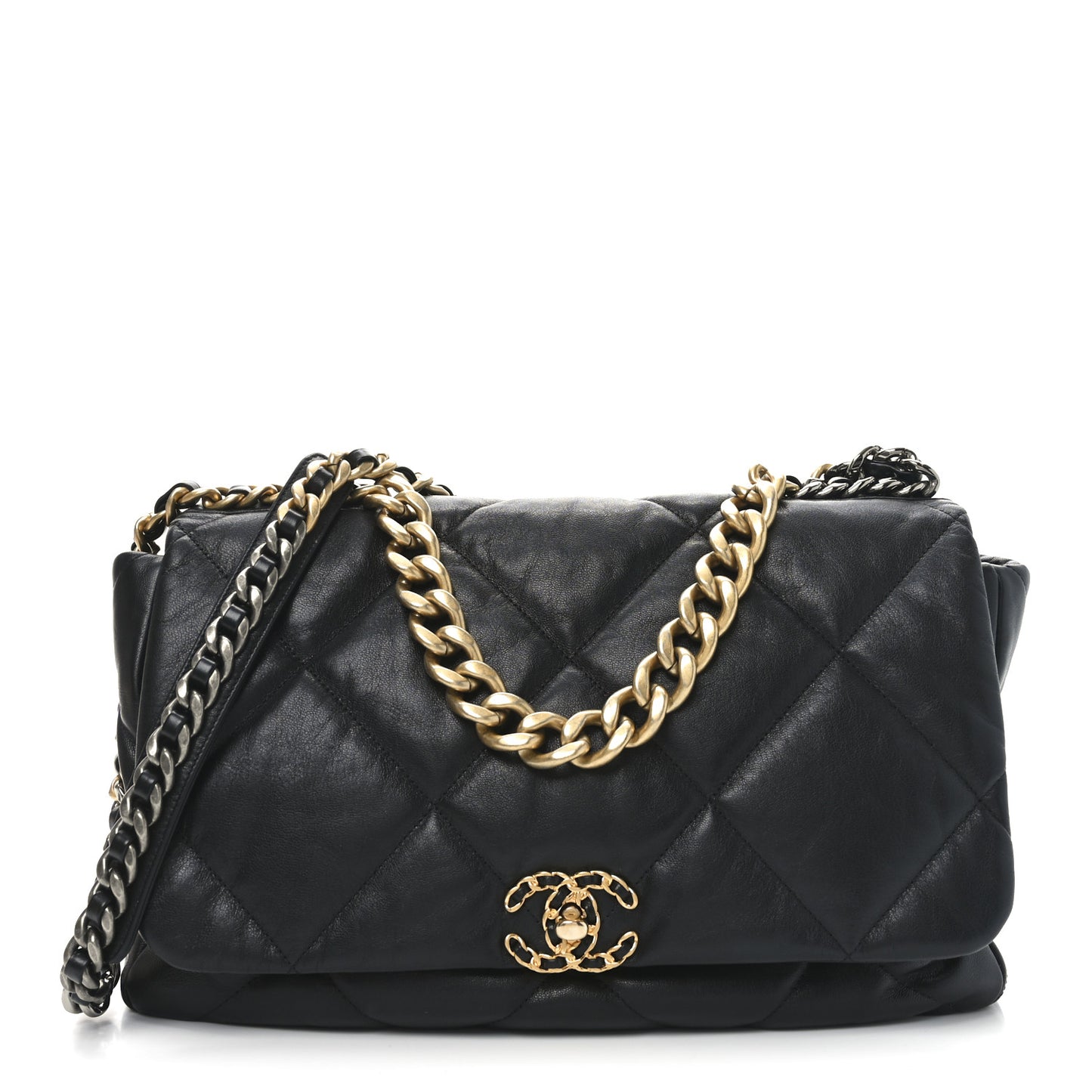 Goatskin Quilted Maxi Chanel 19 Flap Black