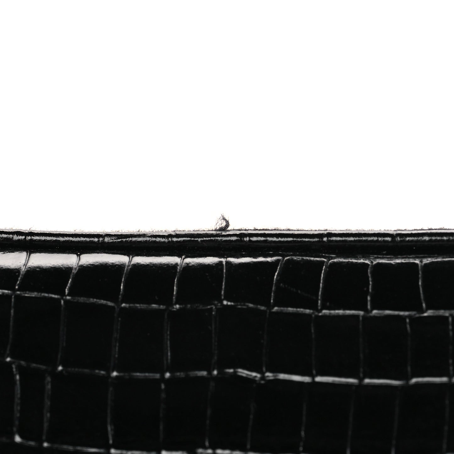 Calfskin Crocodile Embossed Small Zip Belt Bag Black