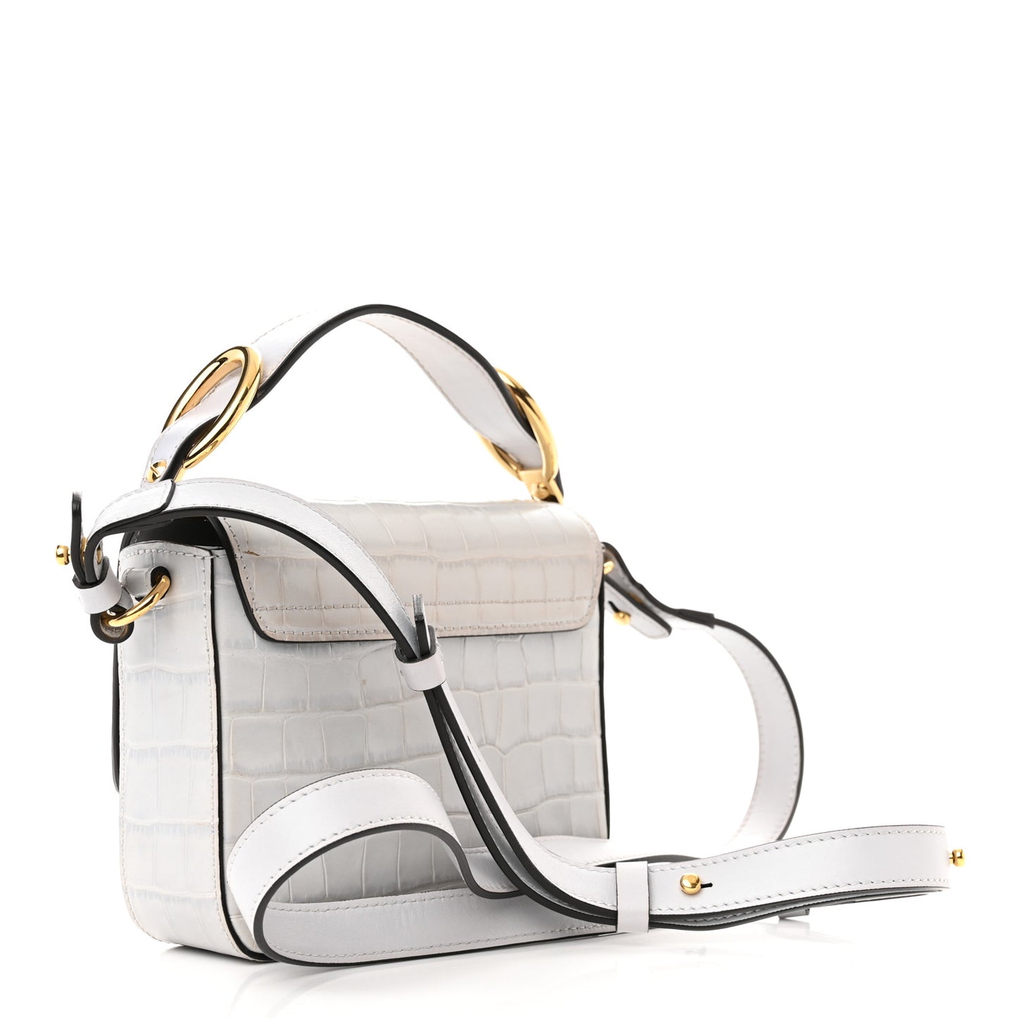 Crocodile Embossed Calfskin Mini C Double Carry Stormy Grey