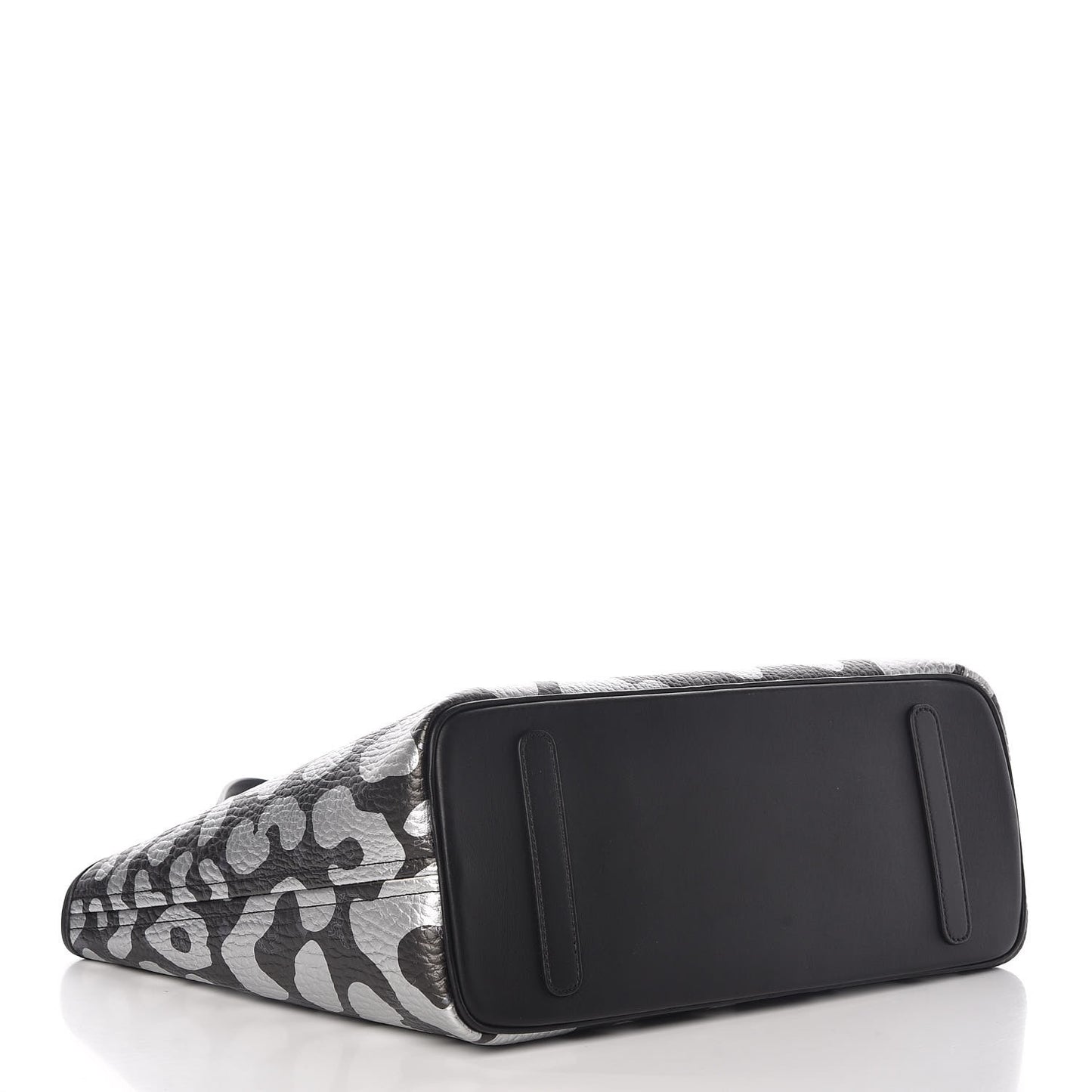 Visetos Metallic Leopard Print Medium Anya Shopper Tote Black