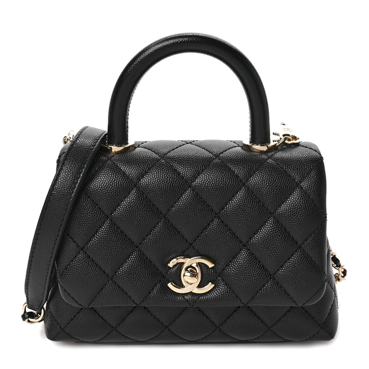 Caviar Quilted Extra Mini Coco Handle Flap Black