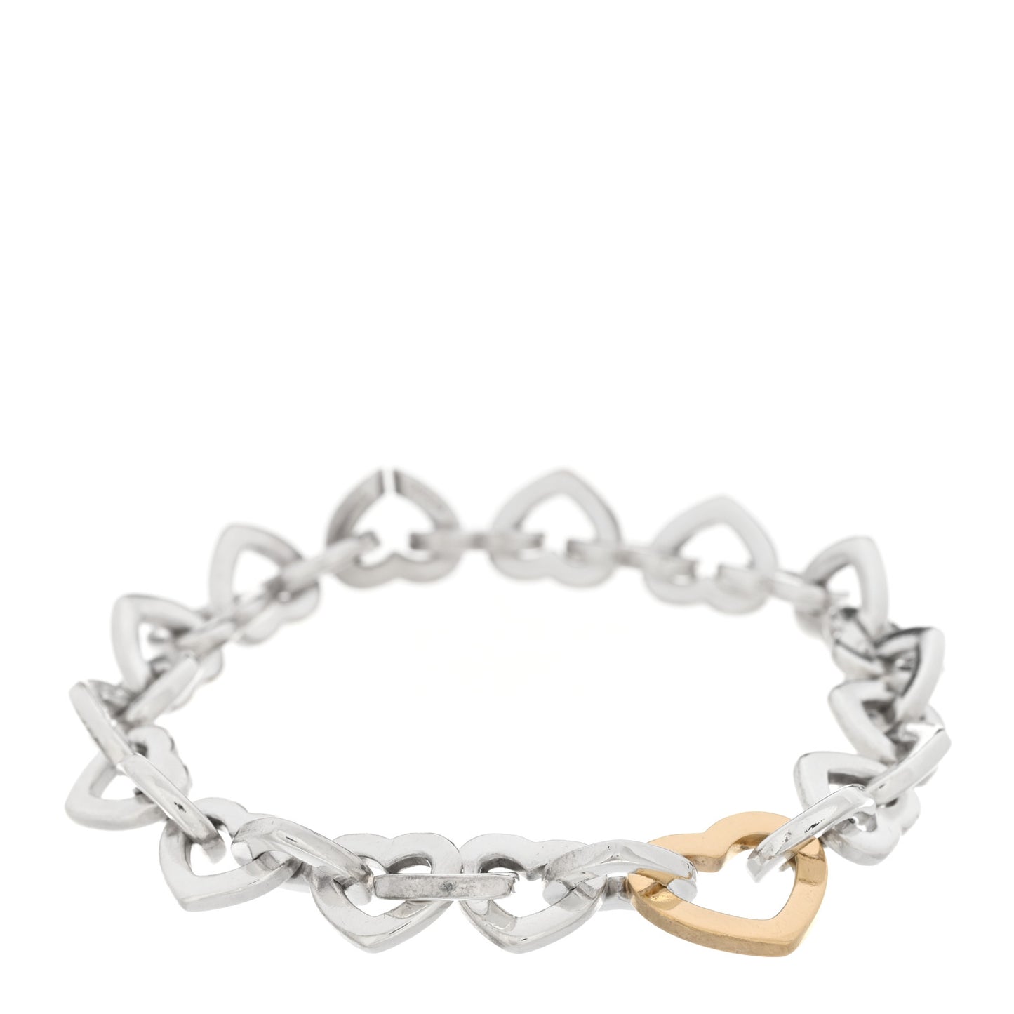 Sterling Silver 18K Yellow Gold Heart Links Bracelet