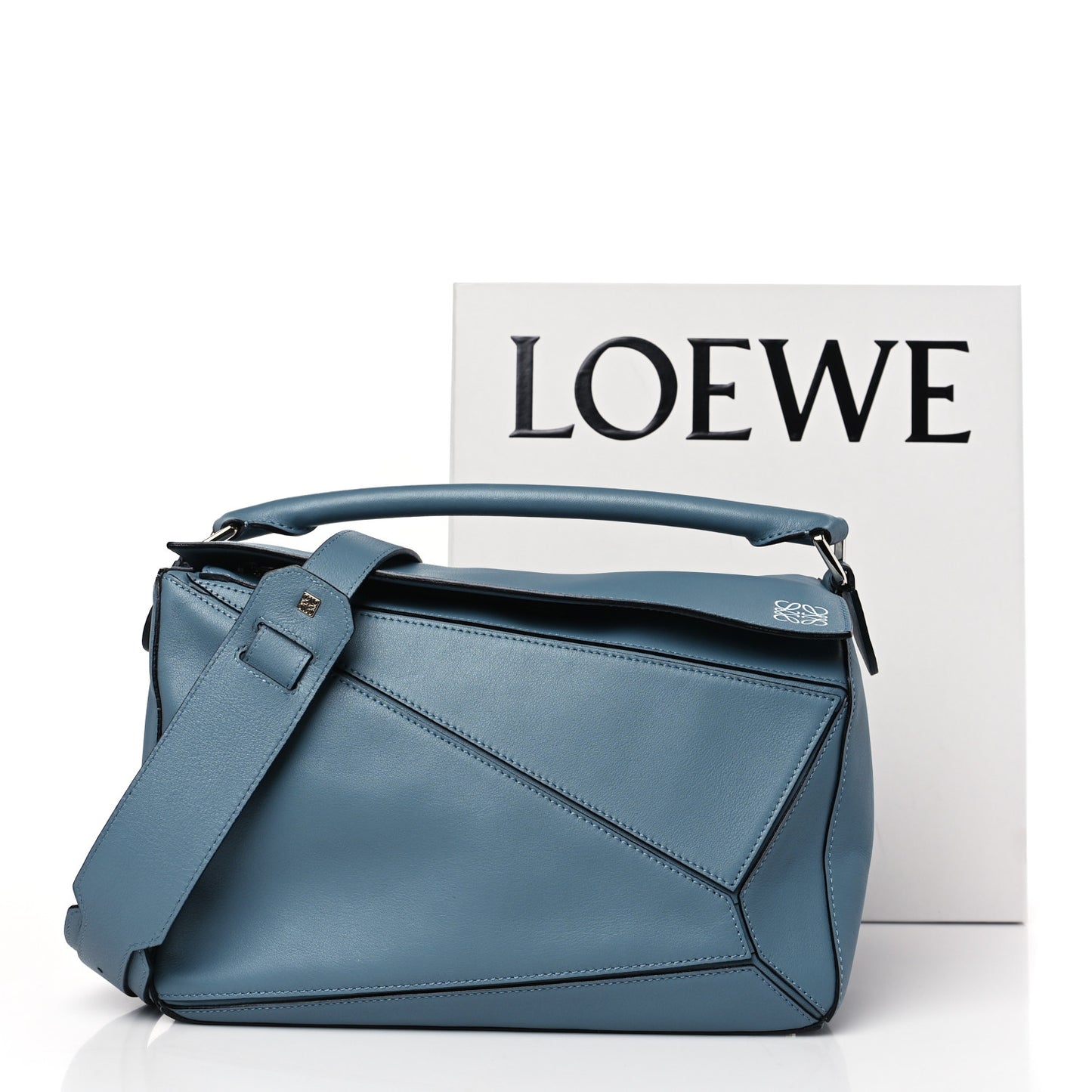 Calfskin Medium Puzzle Bag Stone Blue