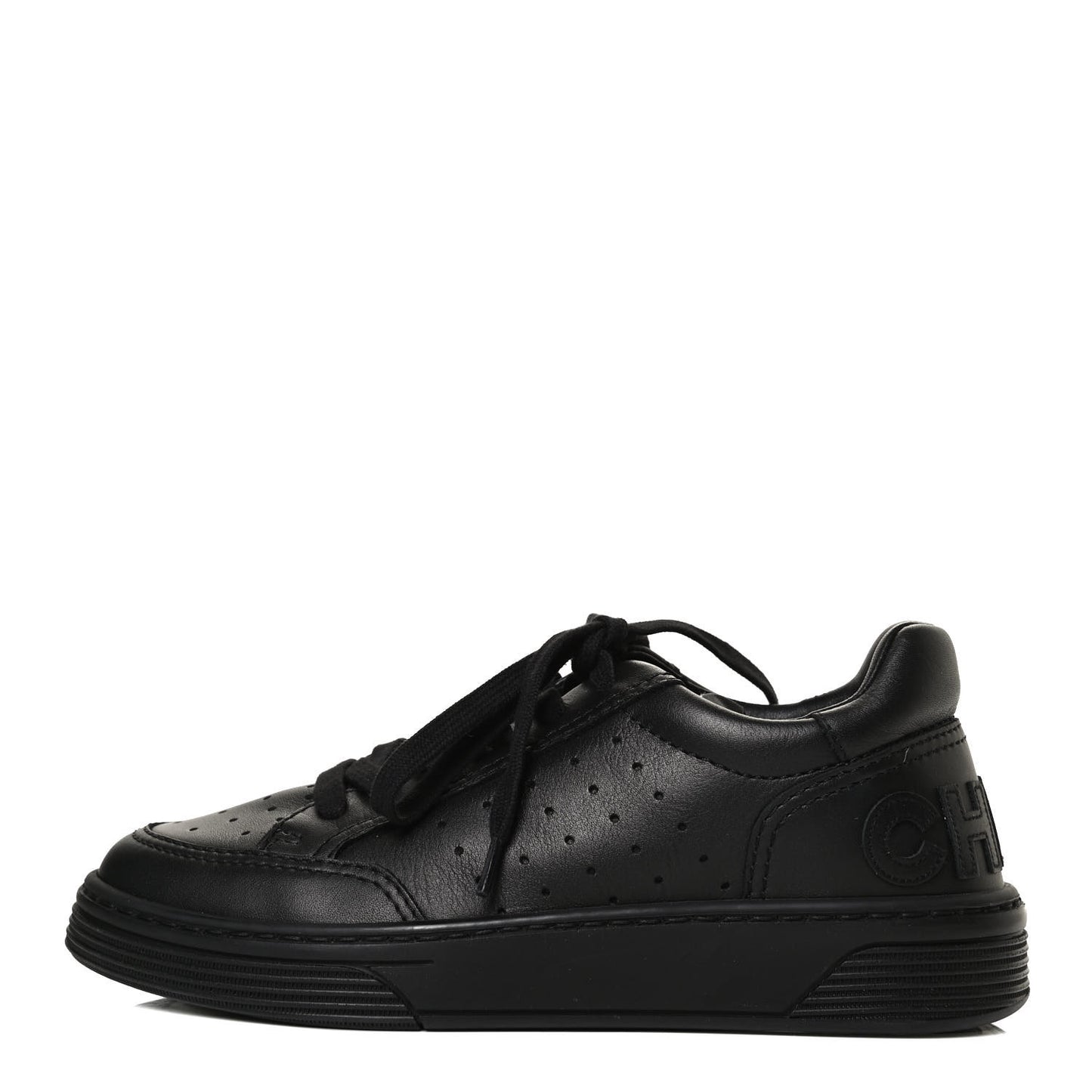 Calfskin Womens Logo Sneakers 35.5 Black