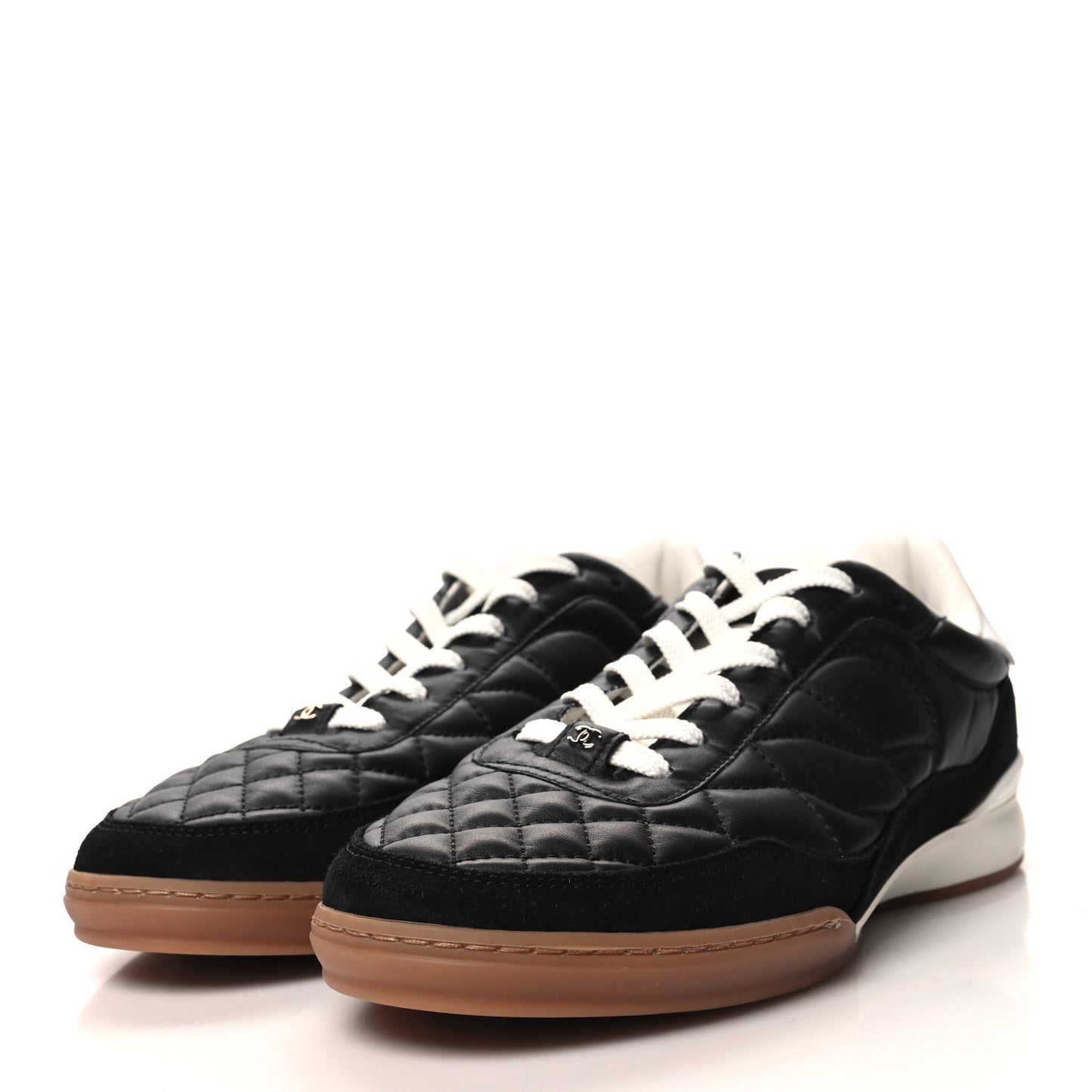 Suede Calfskin Quilted Sneakers 38.5 Black