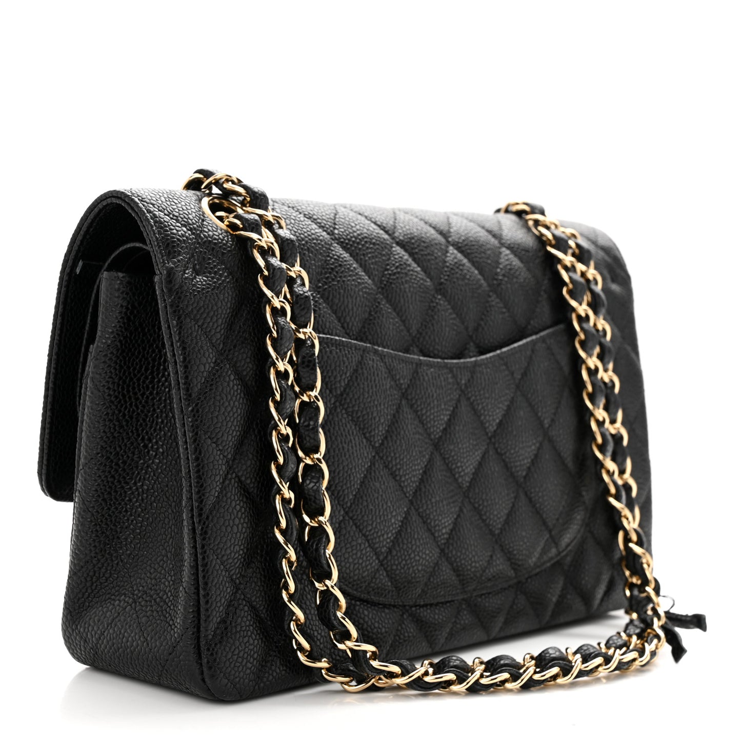 Caviar Quilted Medium Double Flap Black
