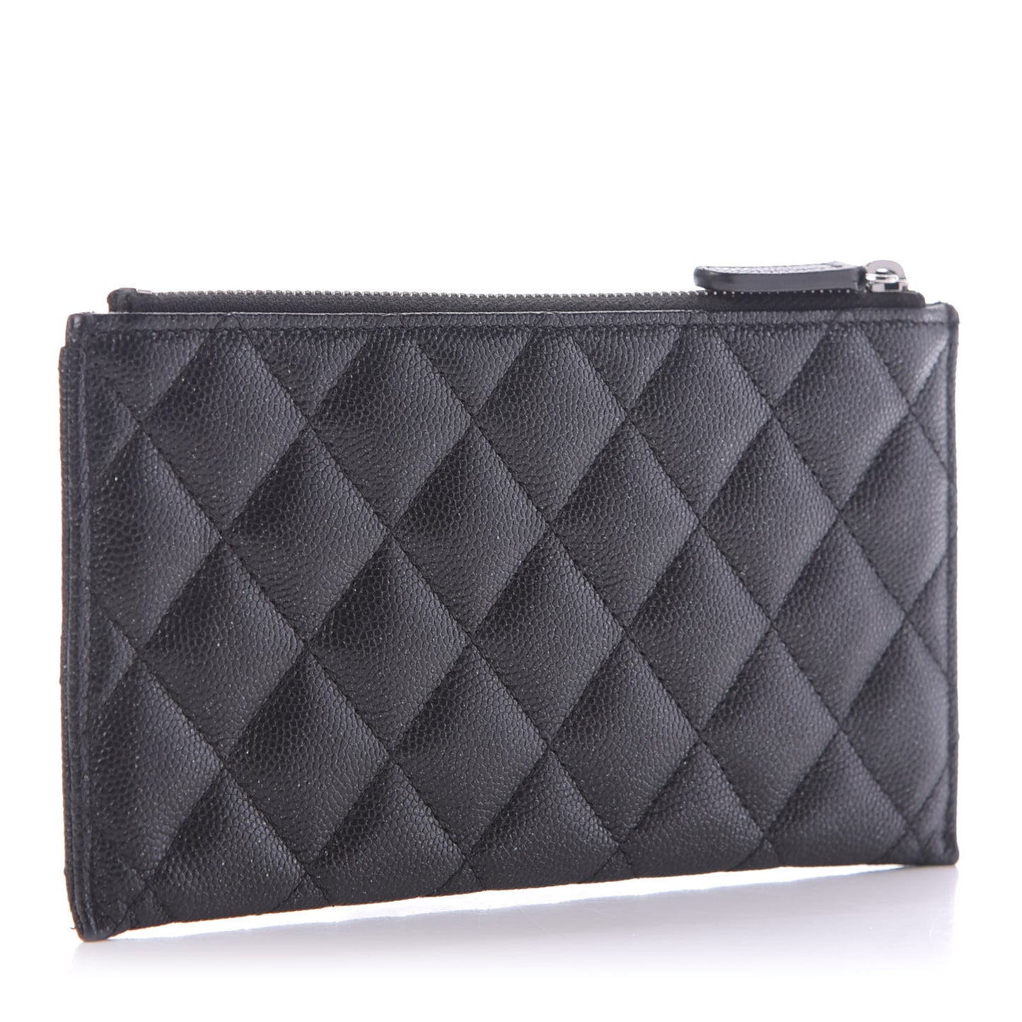 Iridescent Caviar Quilted Classic Zip Pouch Black