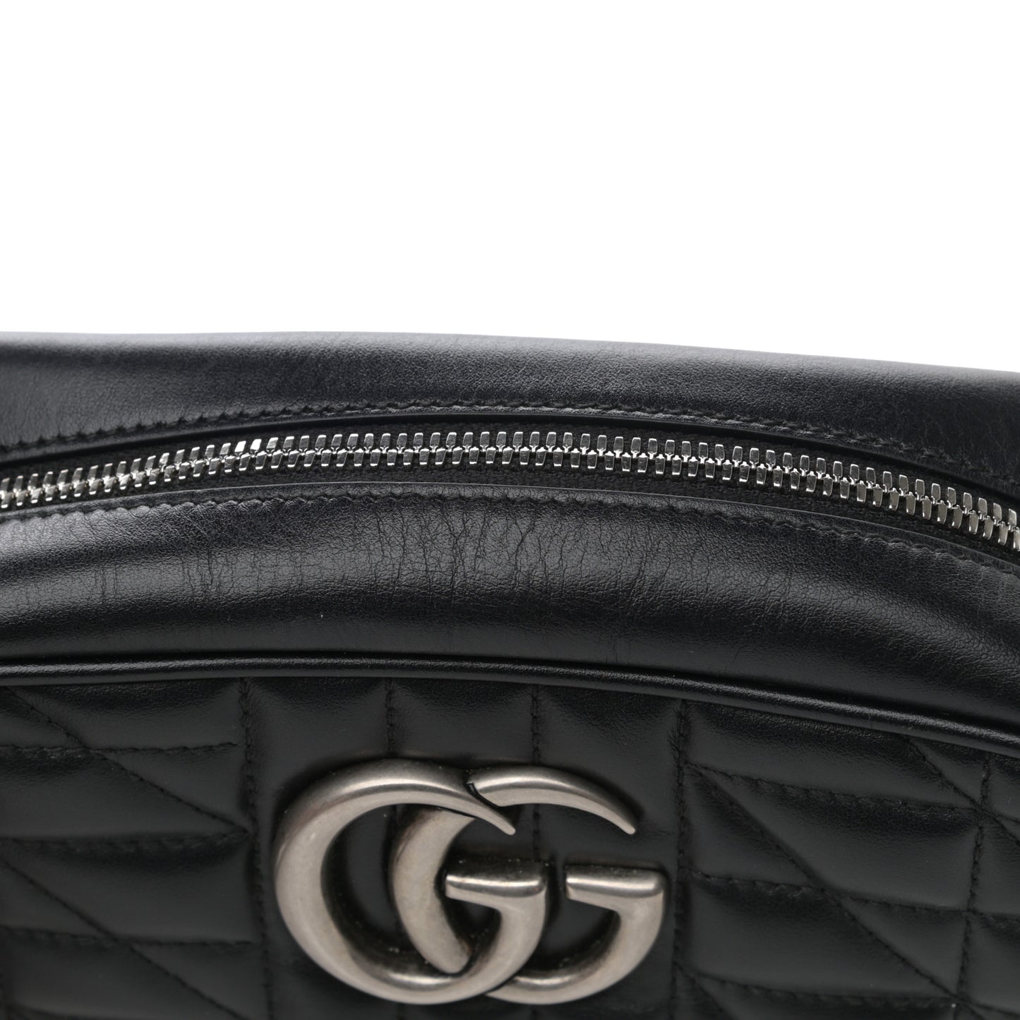Calfskin Matelasse Aria Small GG Marmont Chain Shoulder Bag Black