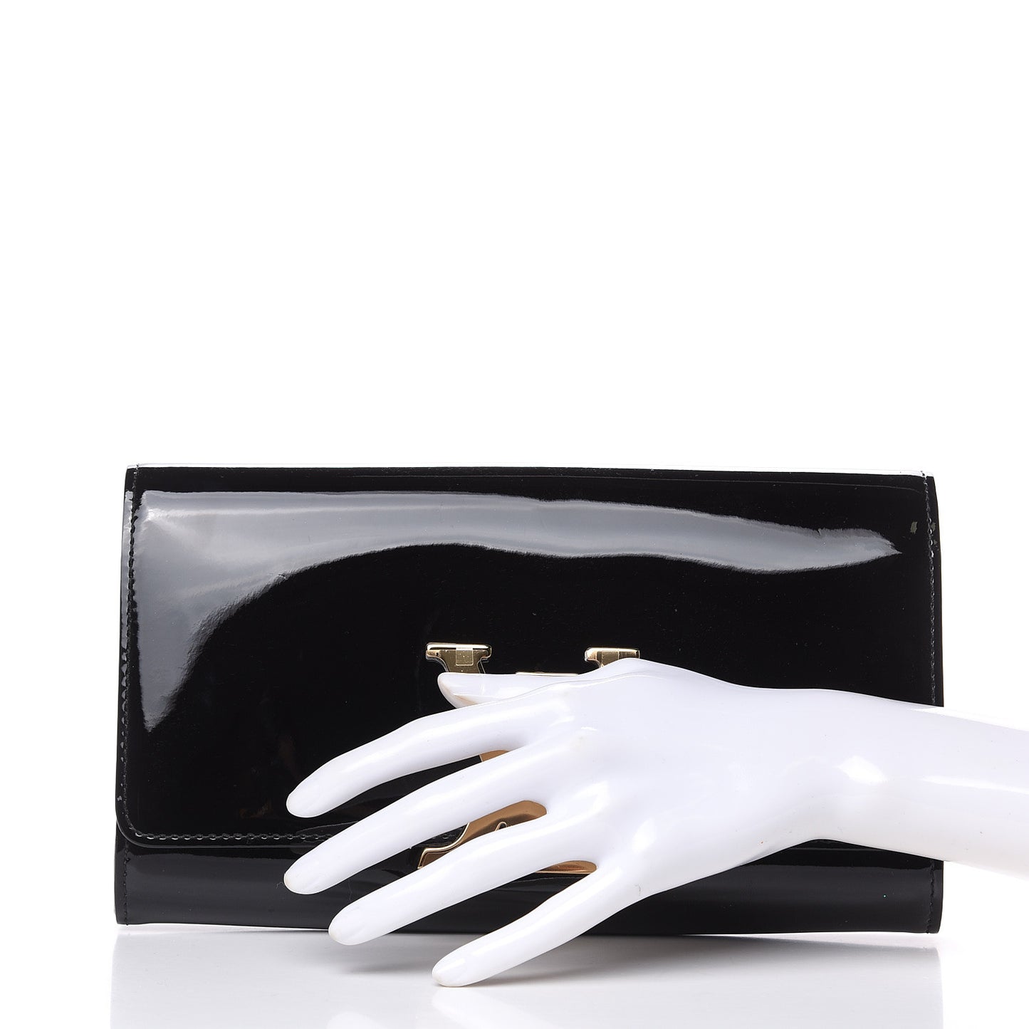 Patent Louise Clutch Black