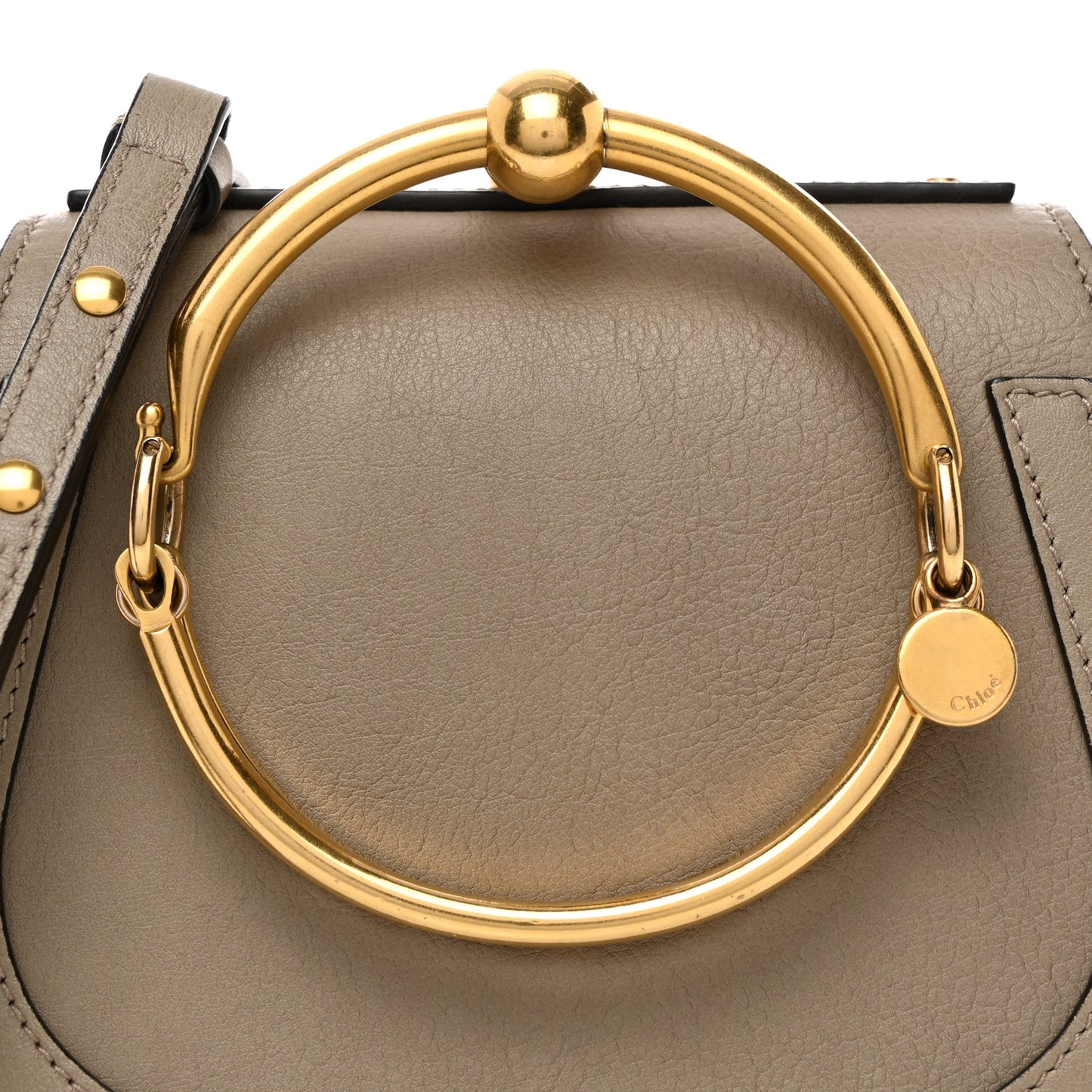 Calfskin Suede Small Nile Bracelet Bag Motty Grey