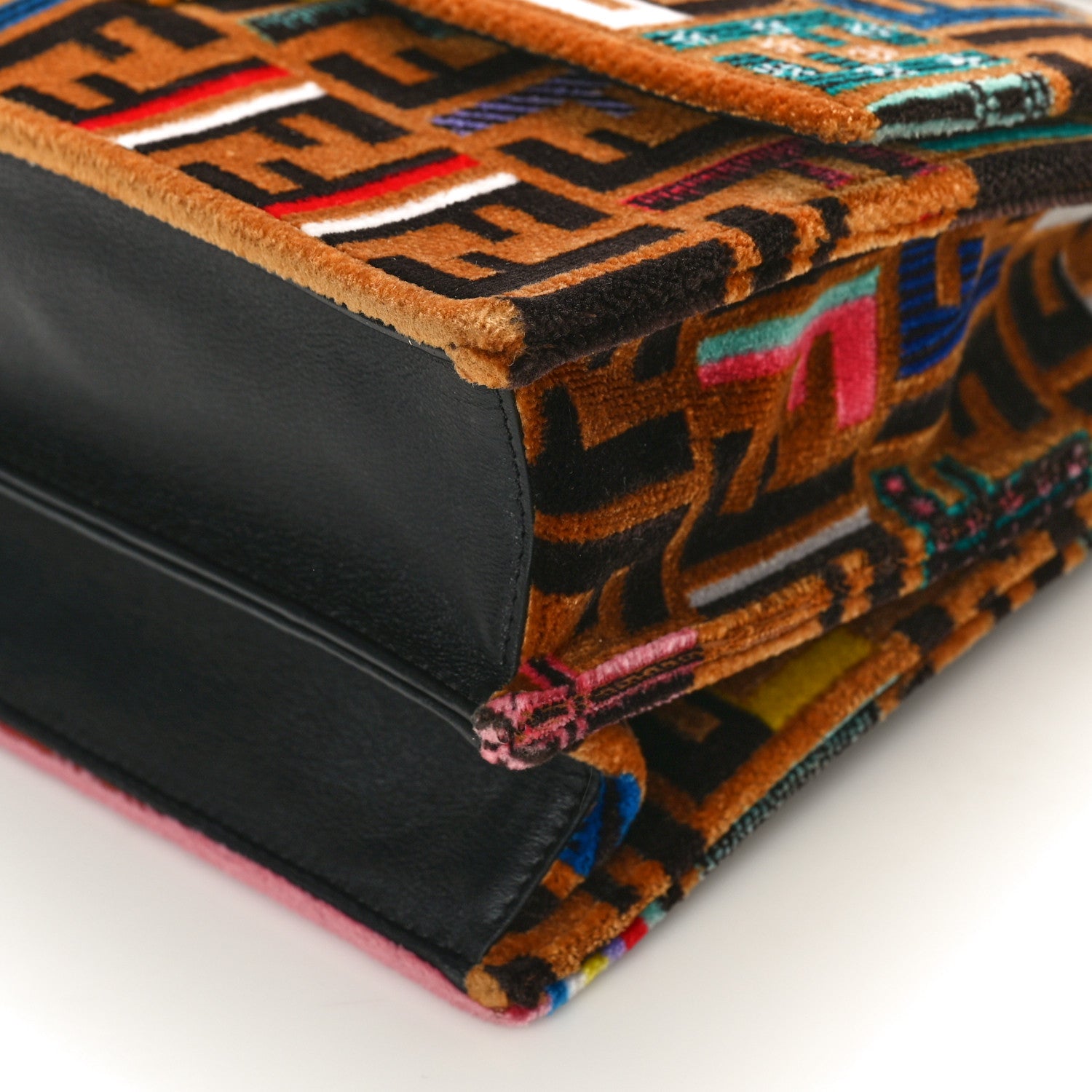 Fendi Velvet Vitello Dolce Fun Fair Kan I Shoulder Bag Tobacco Multicolor Black 8 of 8