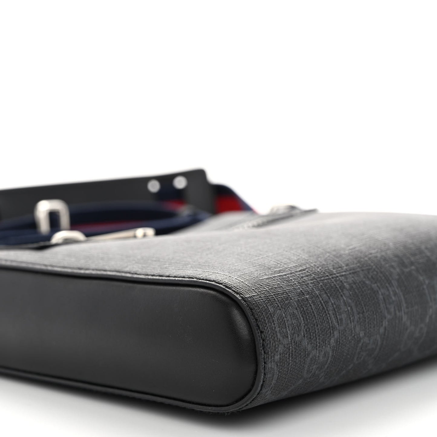 GG Supreme Monogram Web Small Flat Messenger Bag Black Grey