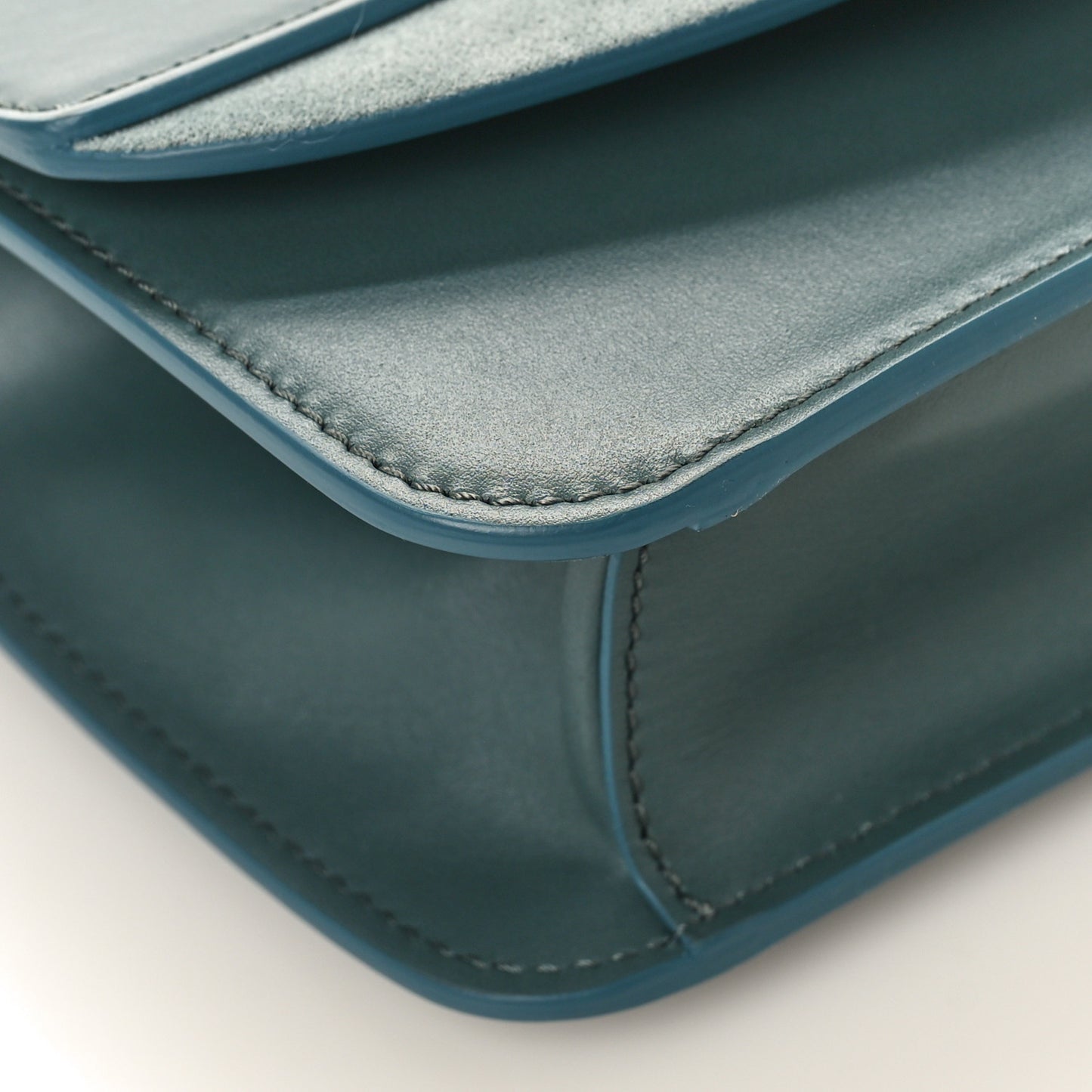 Calfskin Suede C Clutch With Chain Cloudy Blue