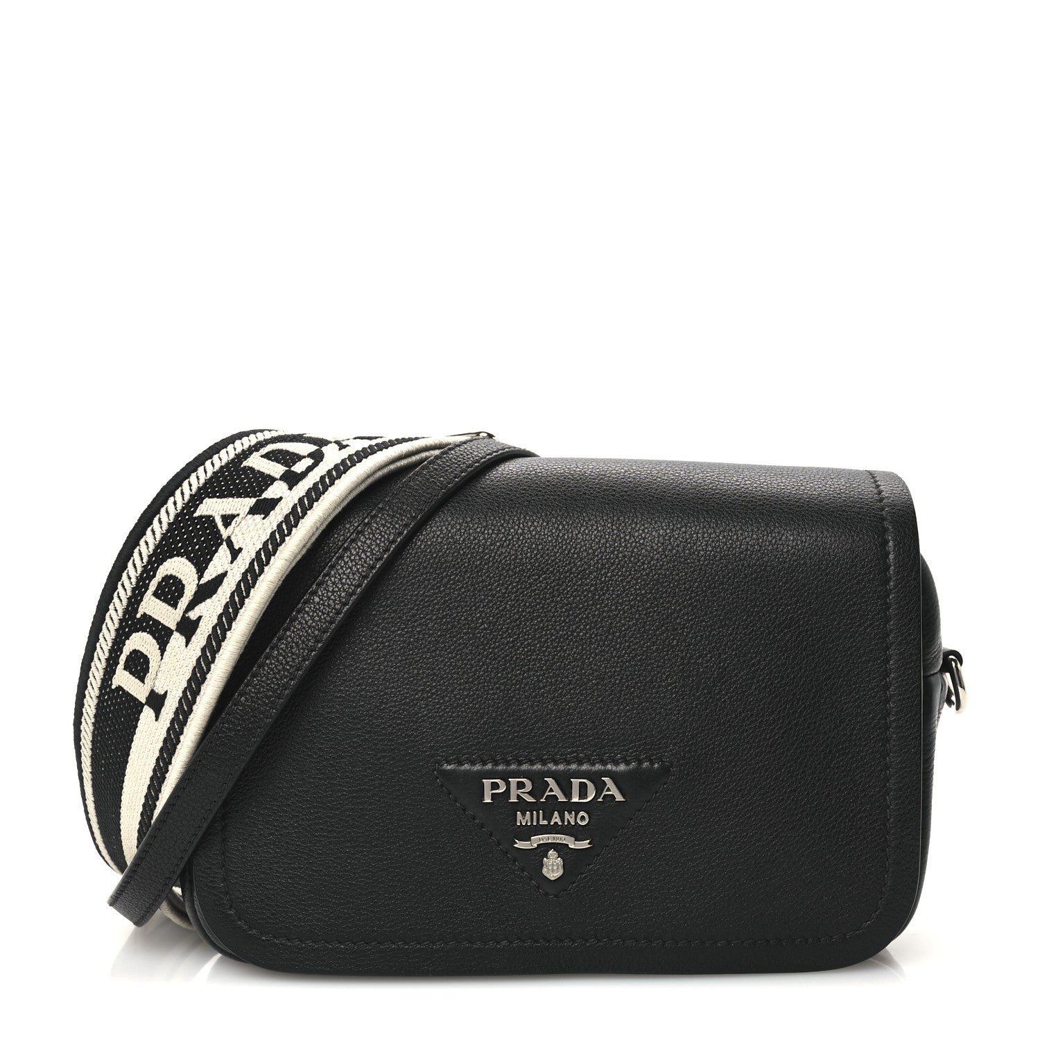 Prada Vitello Daino Soft Flap Crossbody Black 1983695 – FASHIONPHILE