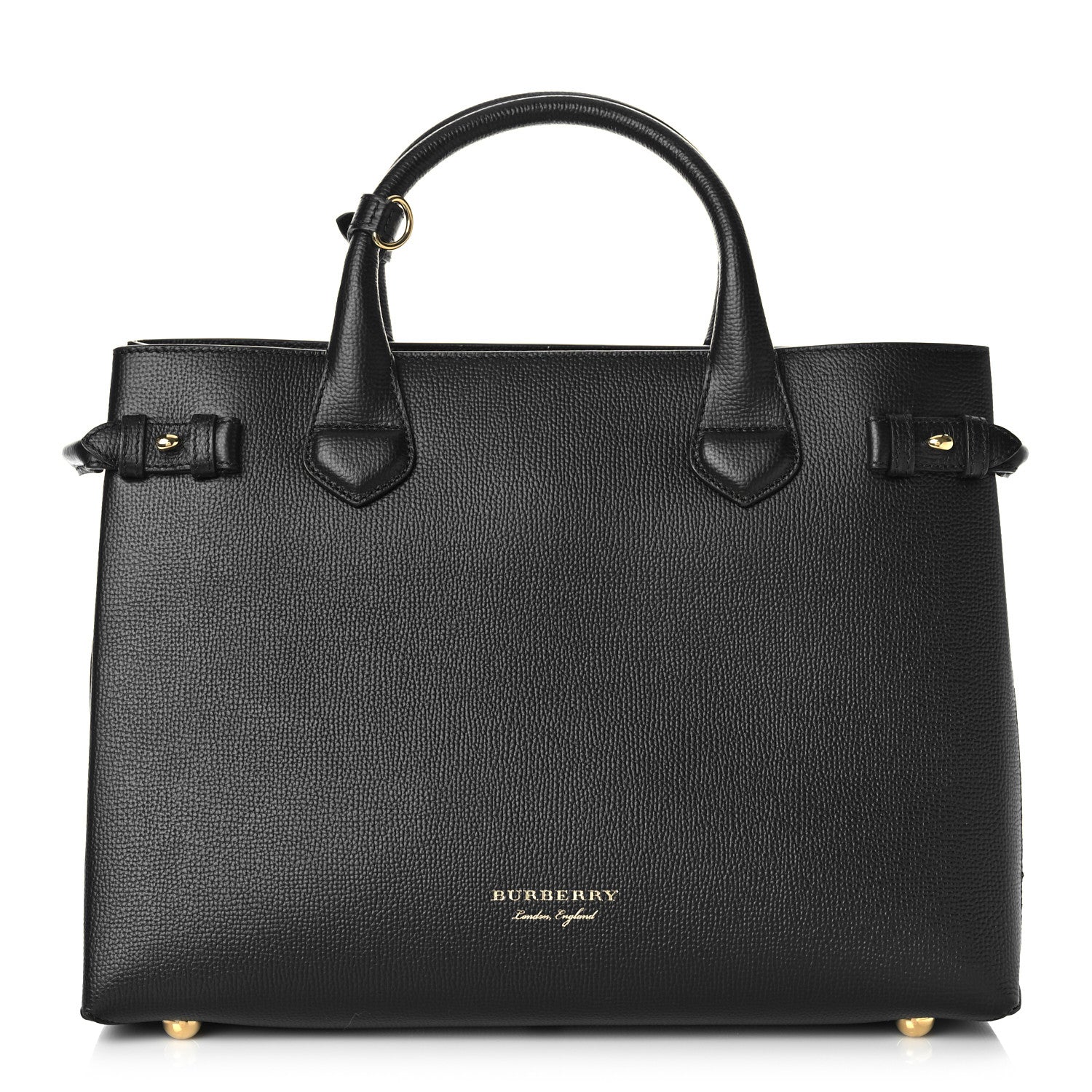 Burberry Grainy Calfskin House Check Medium Banner Tote Black 1 of 7