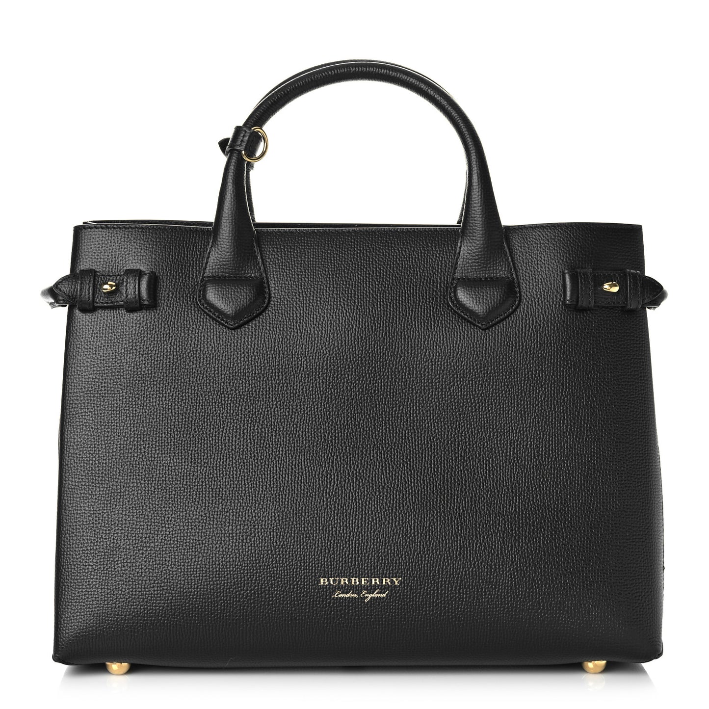 Grainy Calfskin House Check Medium Banner Tote Black