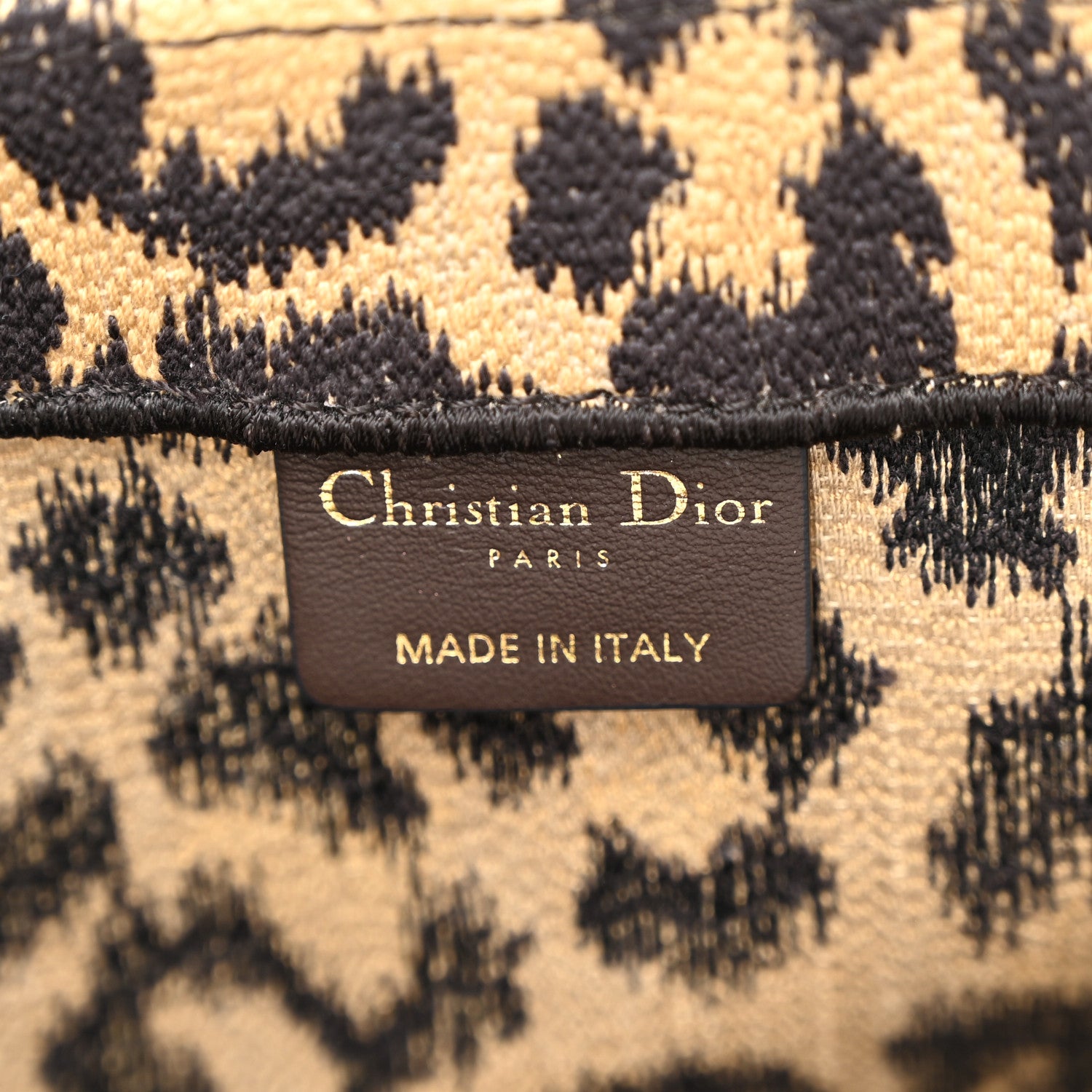 Christian Dior Canvas Mizza Embroidered Large Leopard Book Tote Beige 6 of 12