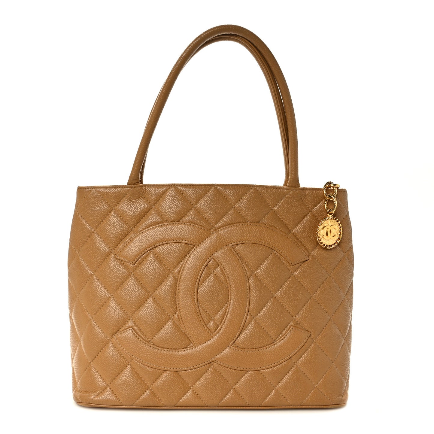 Caviar Quilted Medallion Tote Beige
