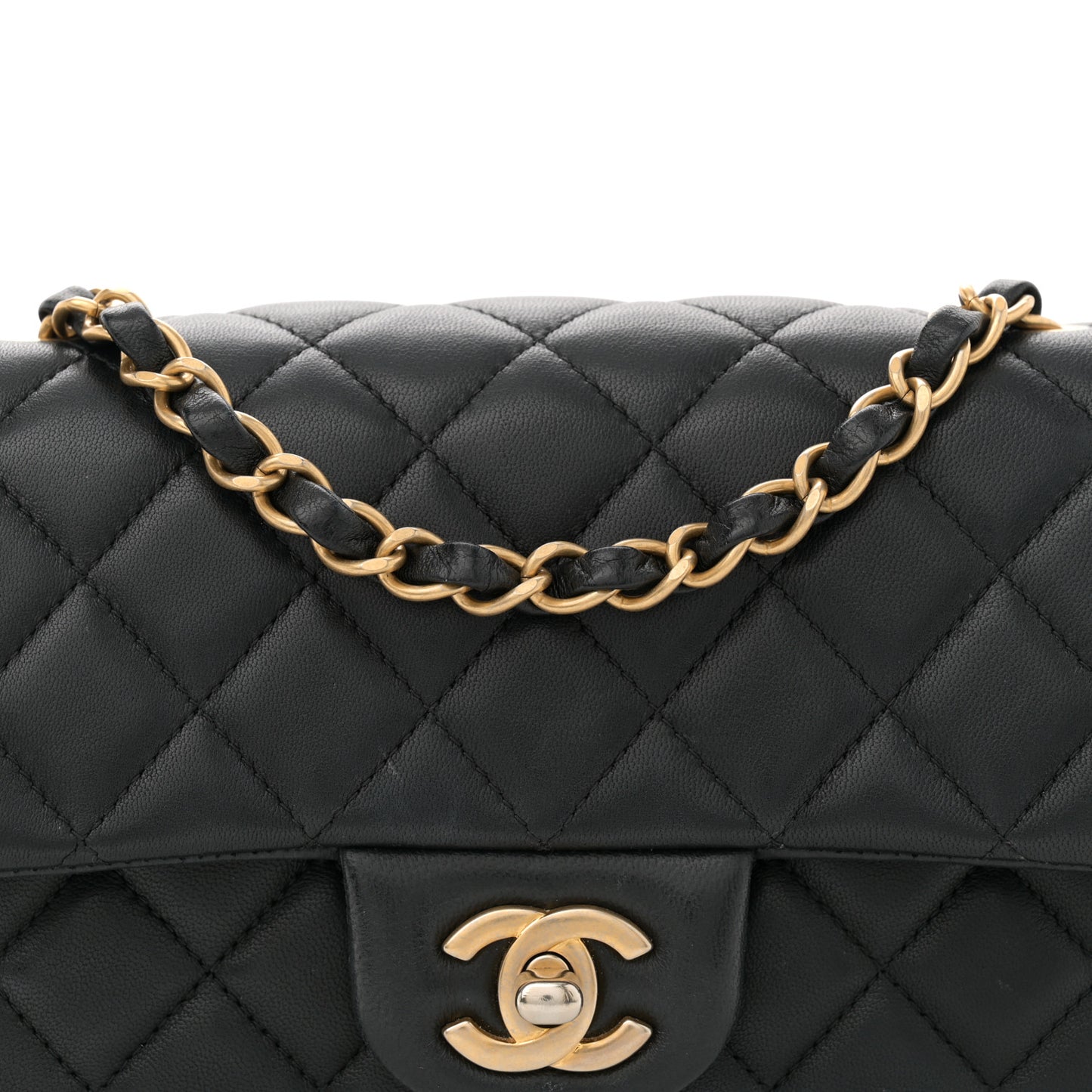 Lambskin Quilted Mini Rectangular Flap Black