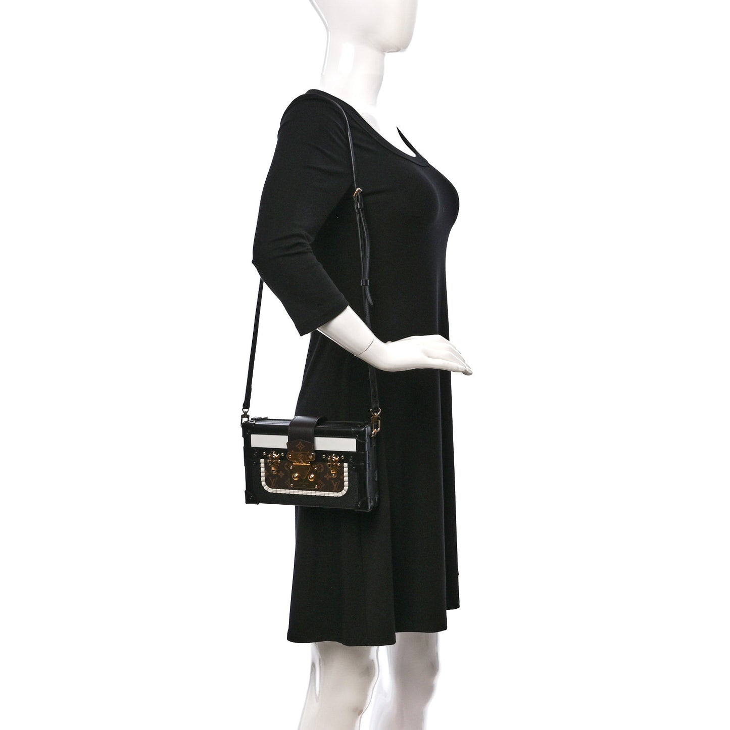 Monogram Calfskin Petite Malle Black White