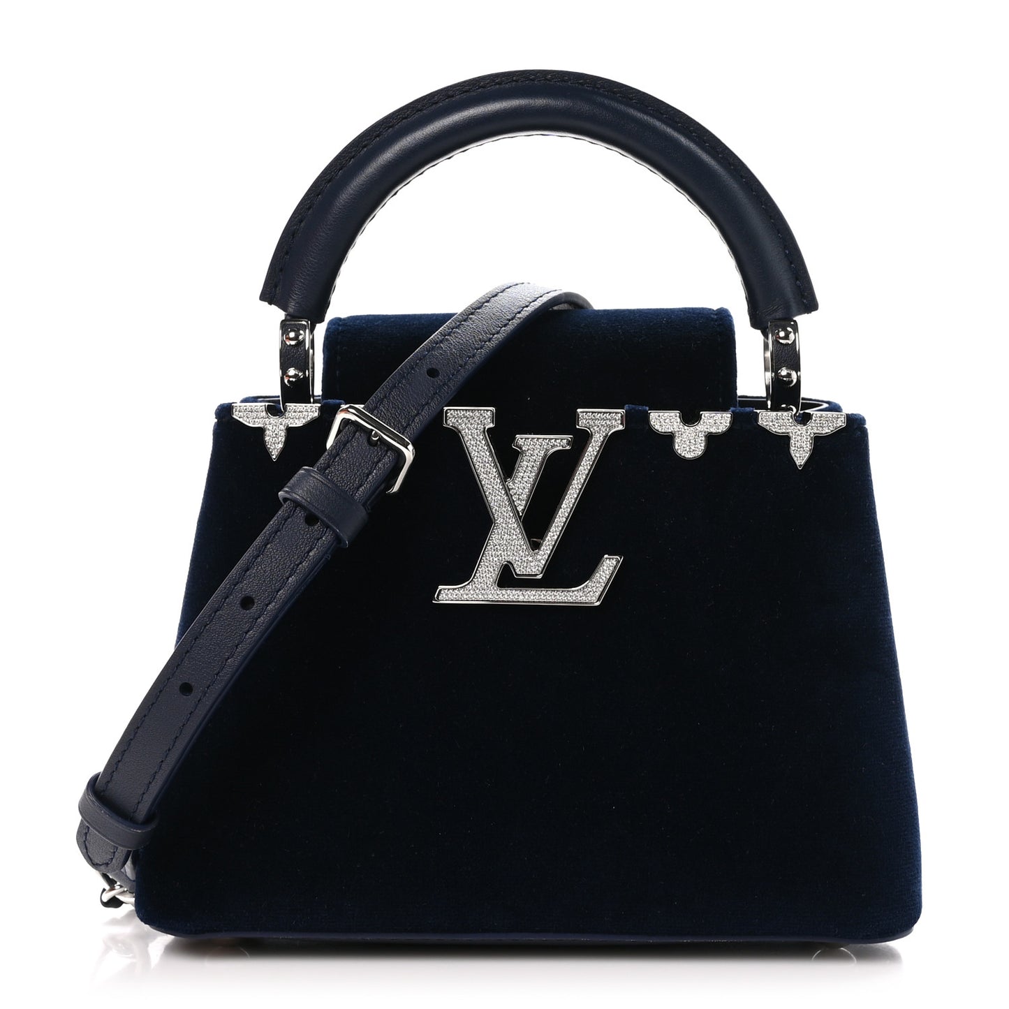 Velvet Crystal Capucines Mini Midnight Blue
