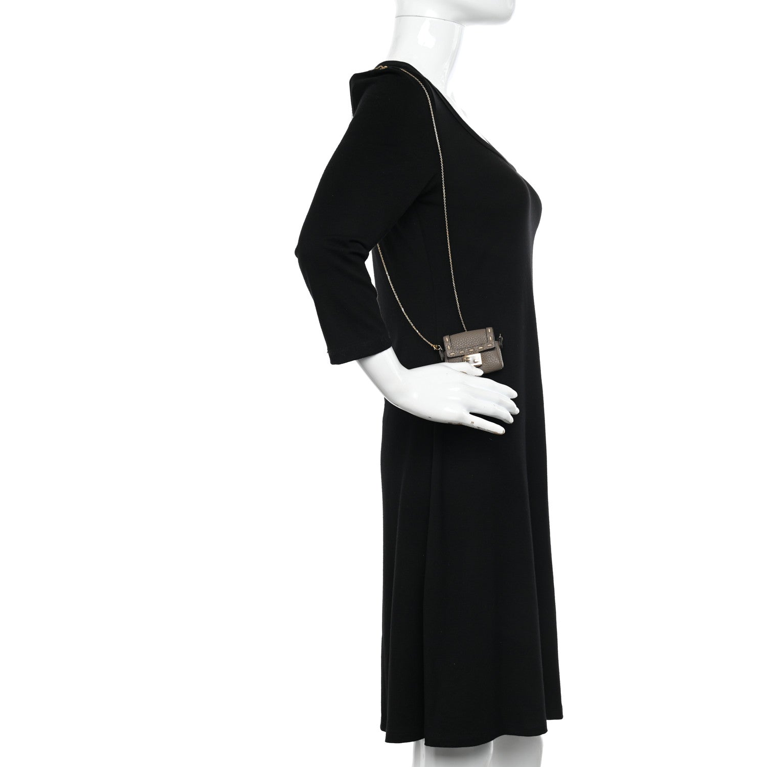 Fendi Cuoio Romano Selleria AirPods Pro Chain Baguette Charm Taupe 2 of 9