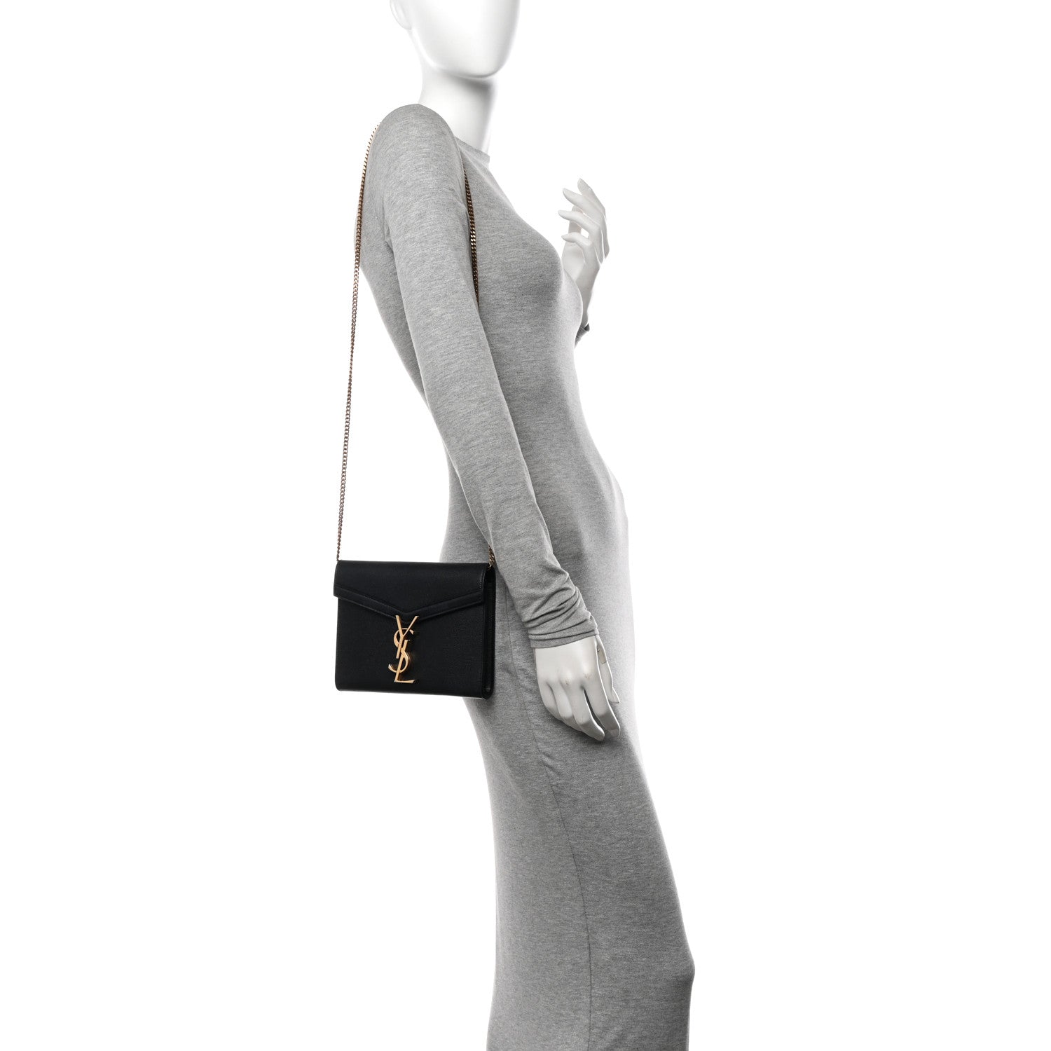Saint Laurent Grain De Poudre Monogram Cassandra Chain Wallet Black 2 of 14