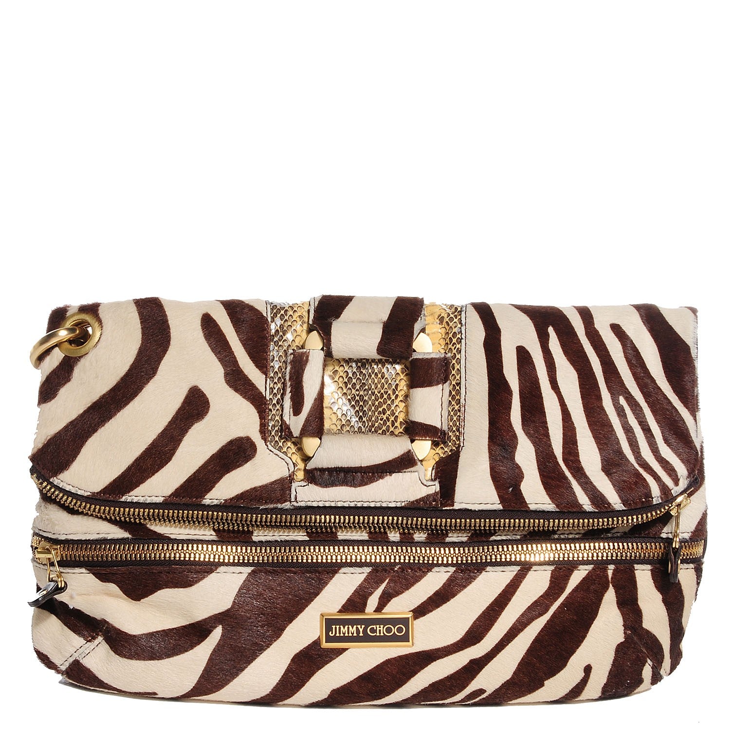 Jimmy Choo Zebra Print Pony Hair Marin Clutch Wristlet 94415
