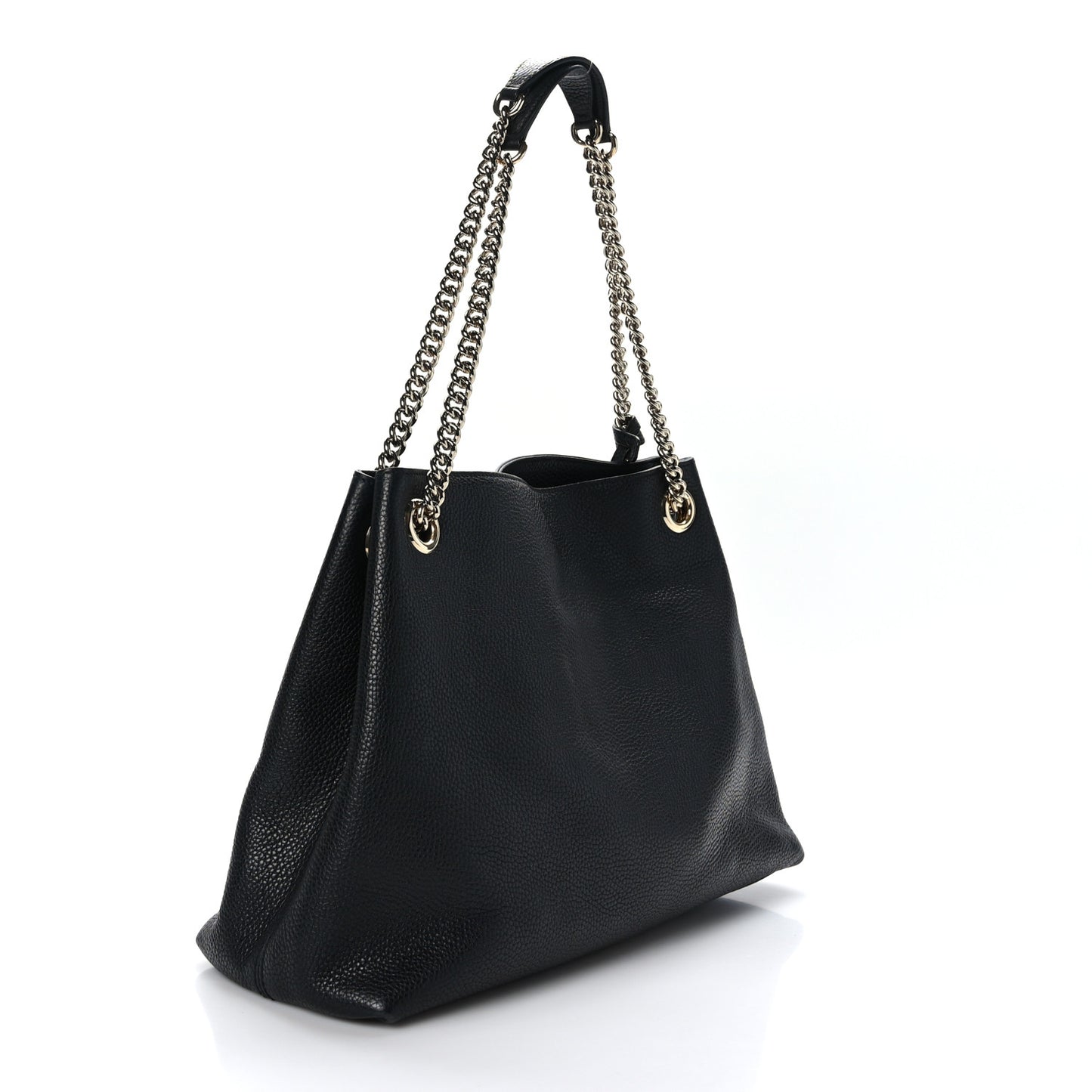 Pebbled Calfskin Medium Soho Chain Shoulder Bag Black