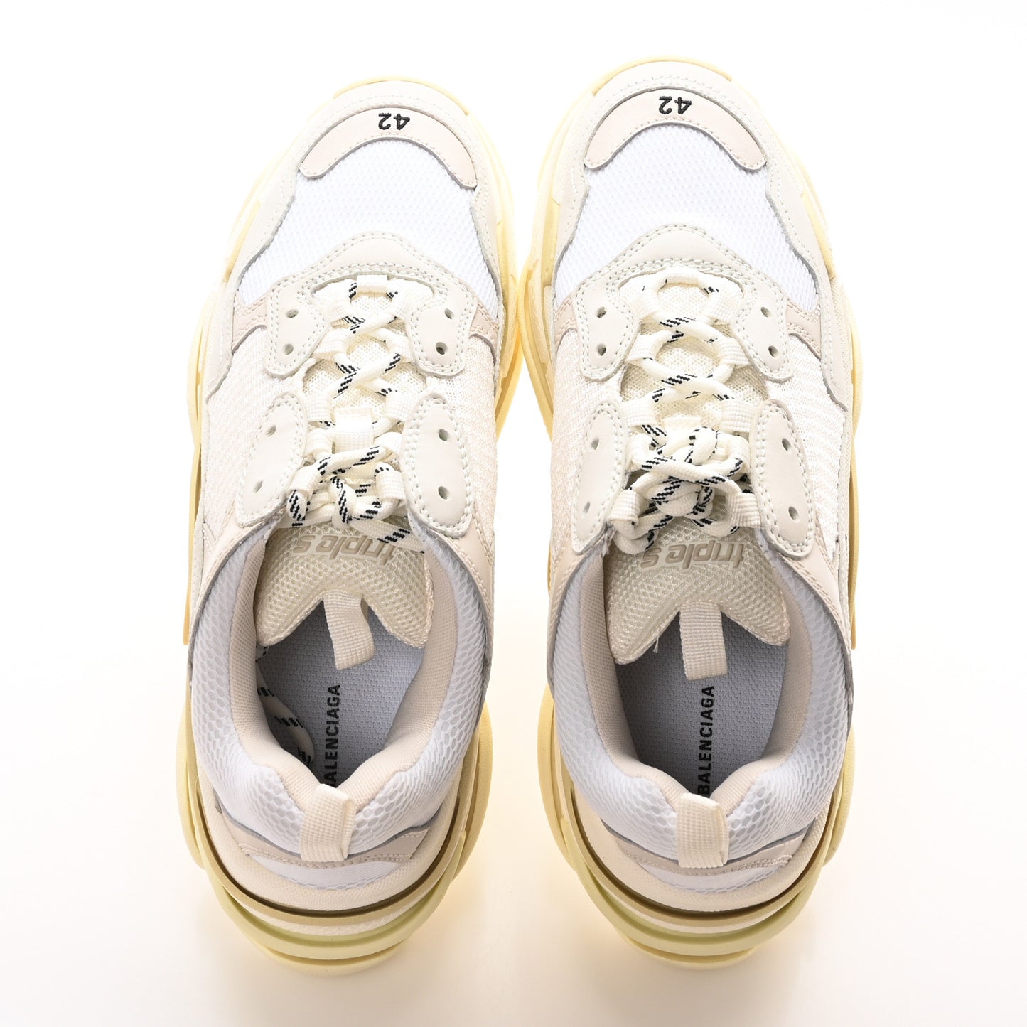 Fabric Mesh Mens Triple S Sneakers 12 White