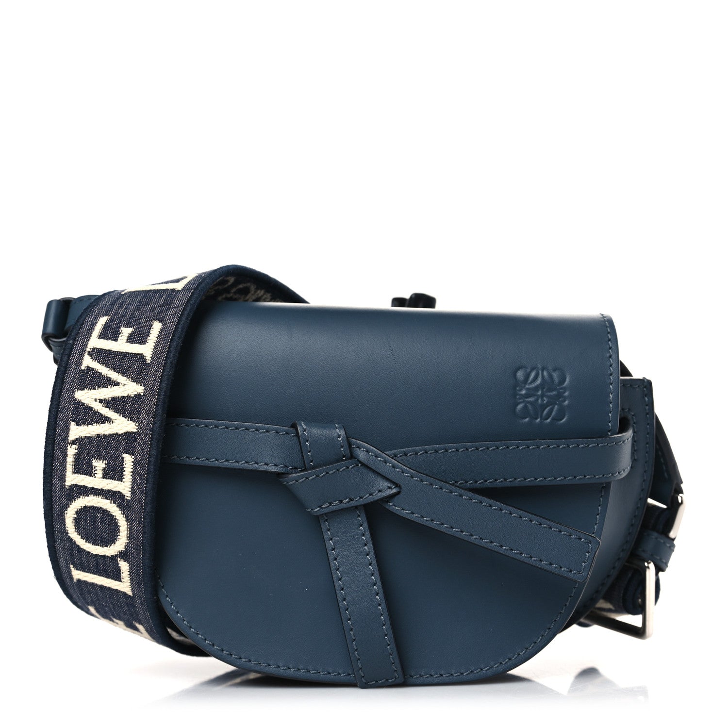 Loewe Calfskin Jacquard Mini Gate Crossbody Bag Onyx Blue 1358643