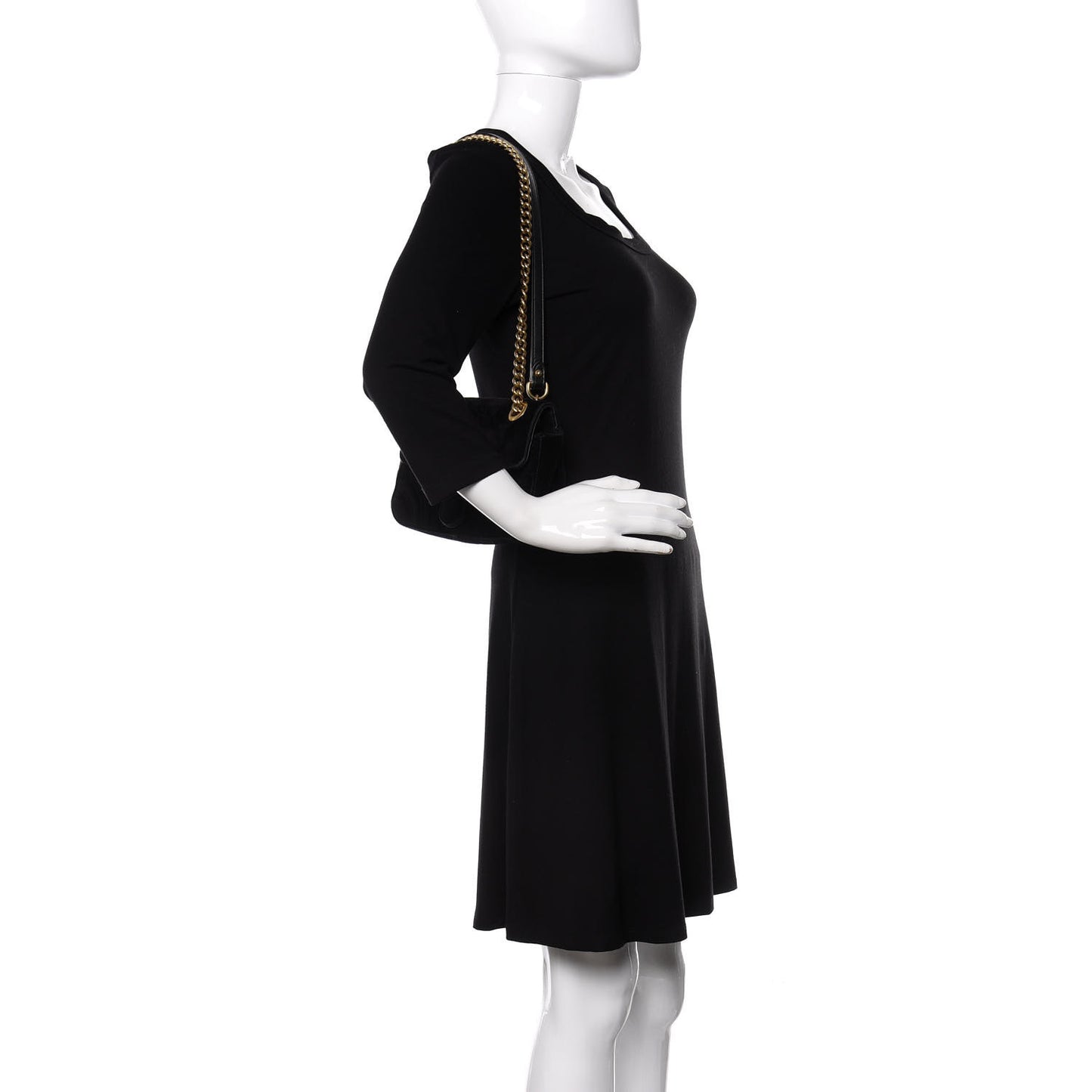 Velvet Matelasse Mini GG Marmont Shoulder Bag Black