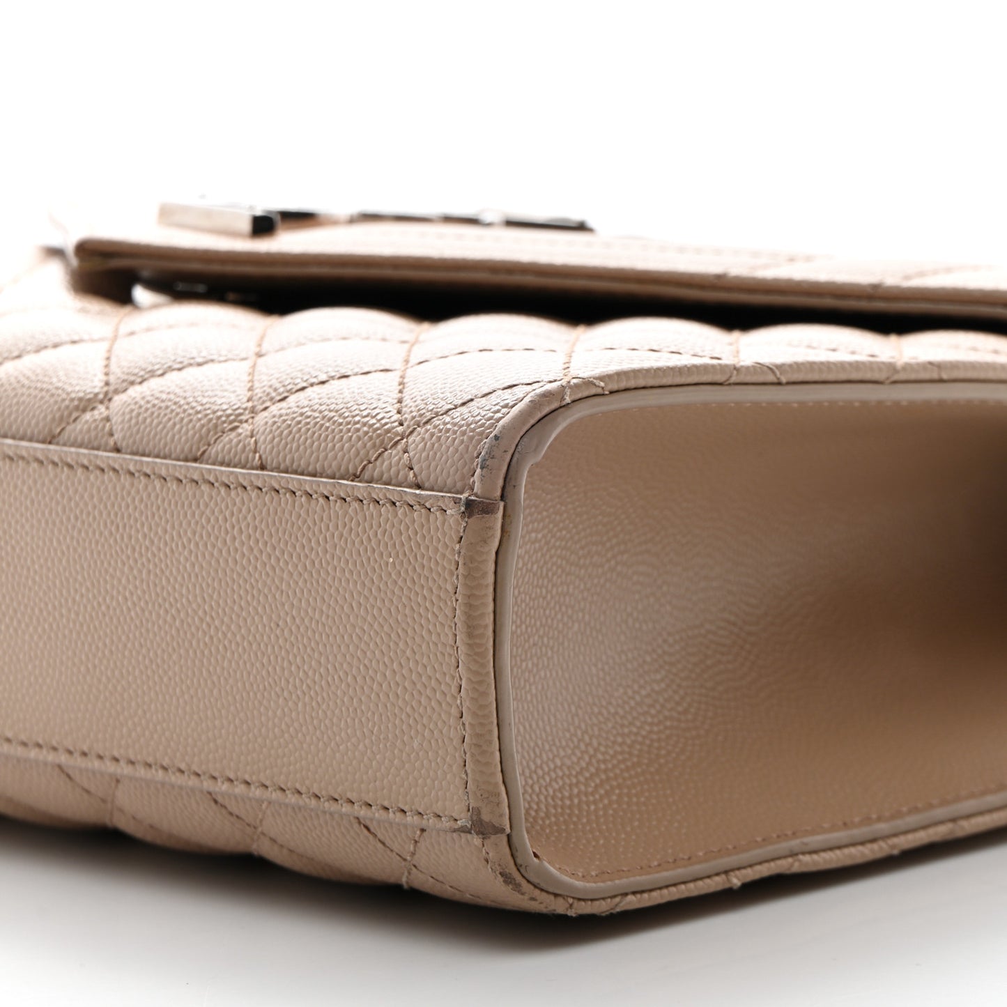 Grain De Poudre Textured Mixed Matelasse Medium Triquilt Monogram Satchel Dark Beige