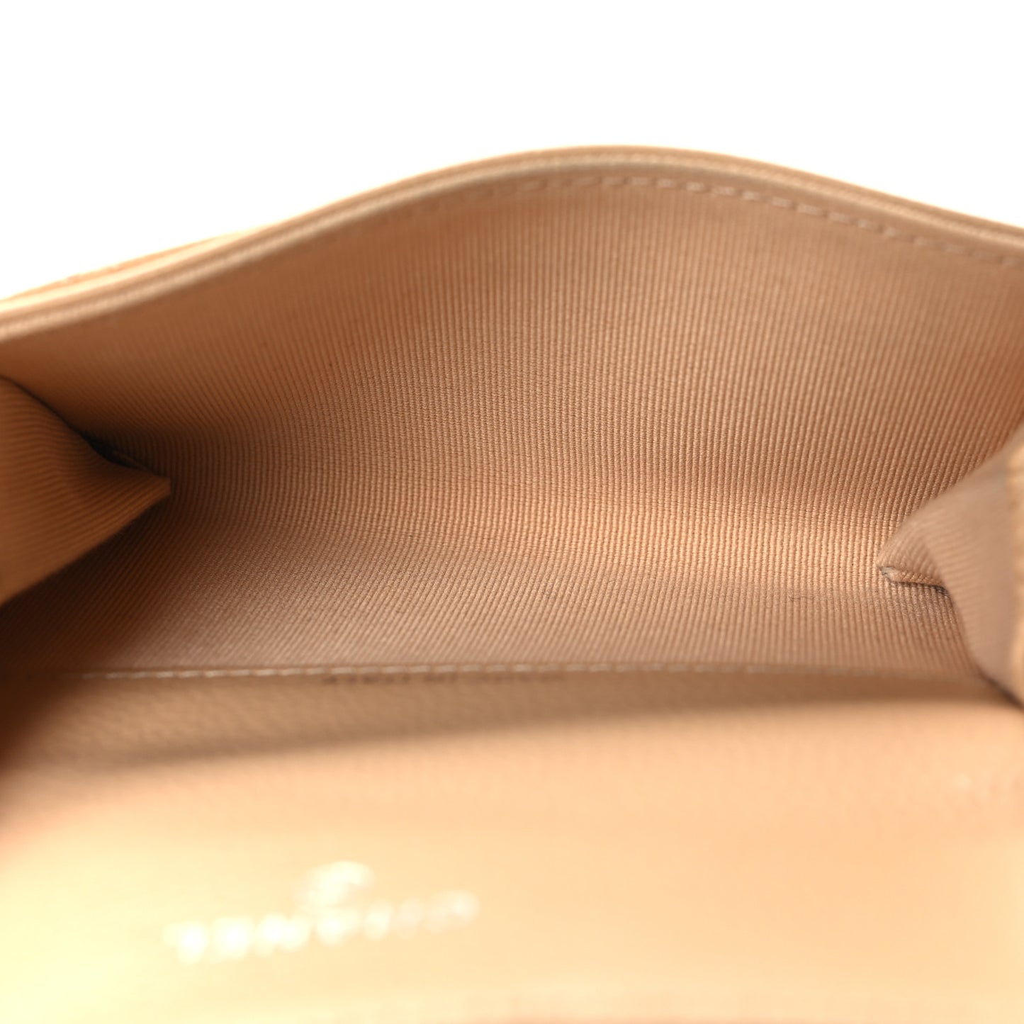 Caviar Quilted Flap Card Holder Wallet Beige