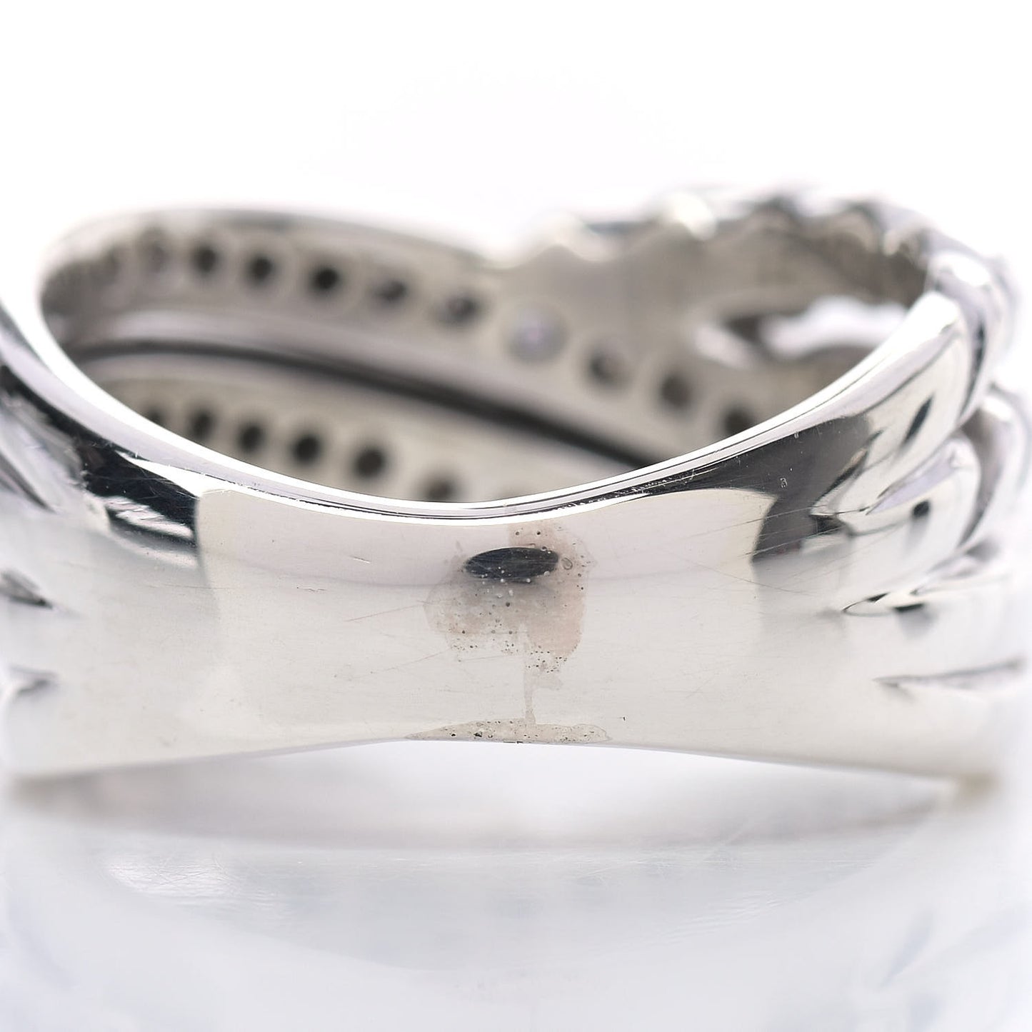 Sterling Silver Diamond 11mm Crossover Ring 52 6