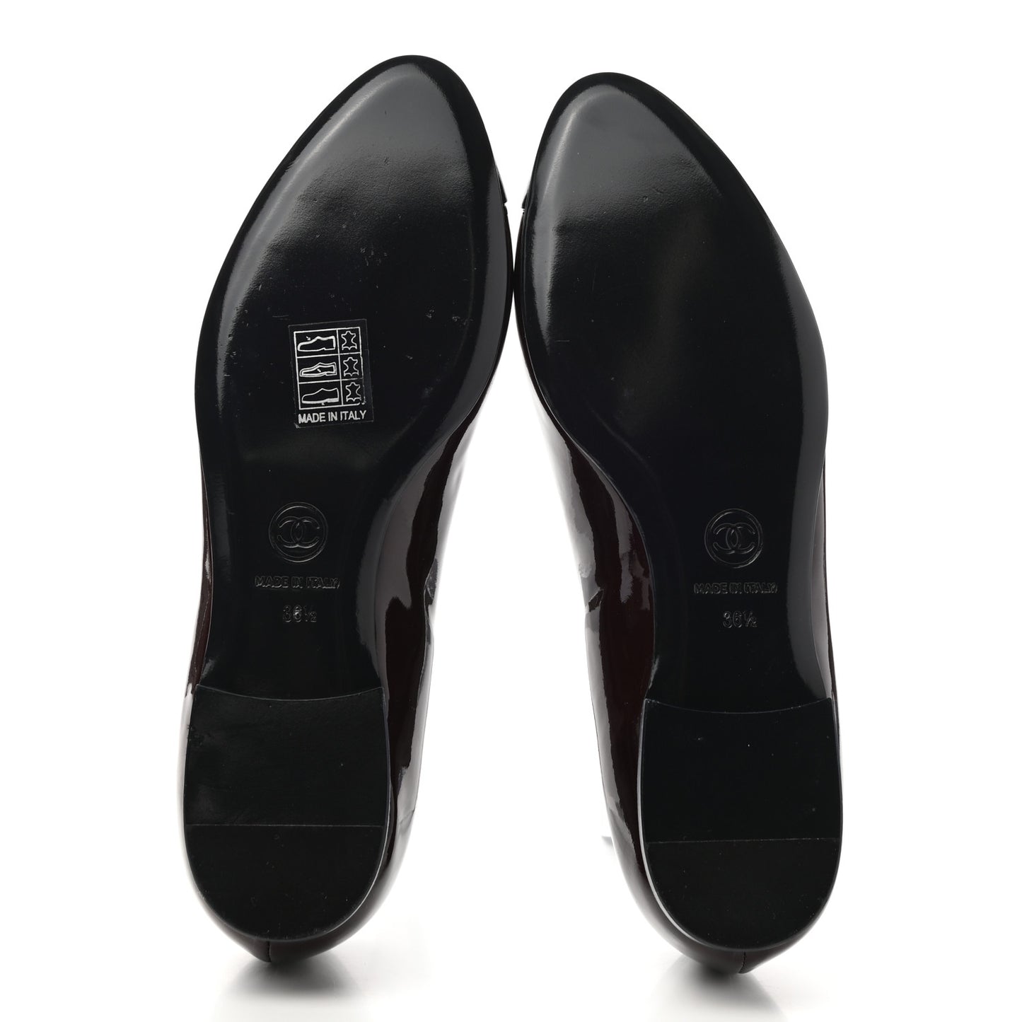 Patent CC Cap Toe Ballerina Flats 36.5 Navy Burgundy