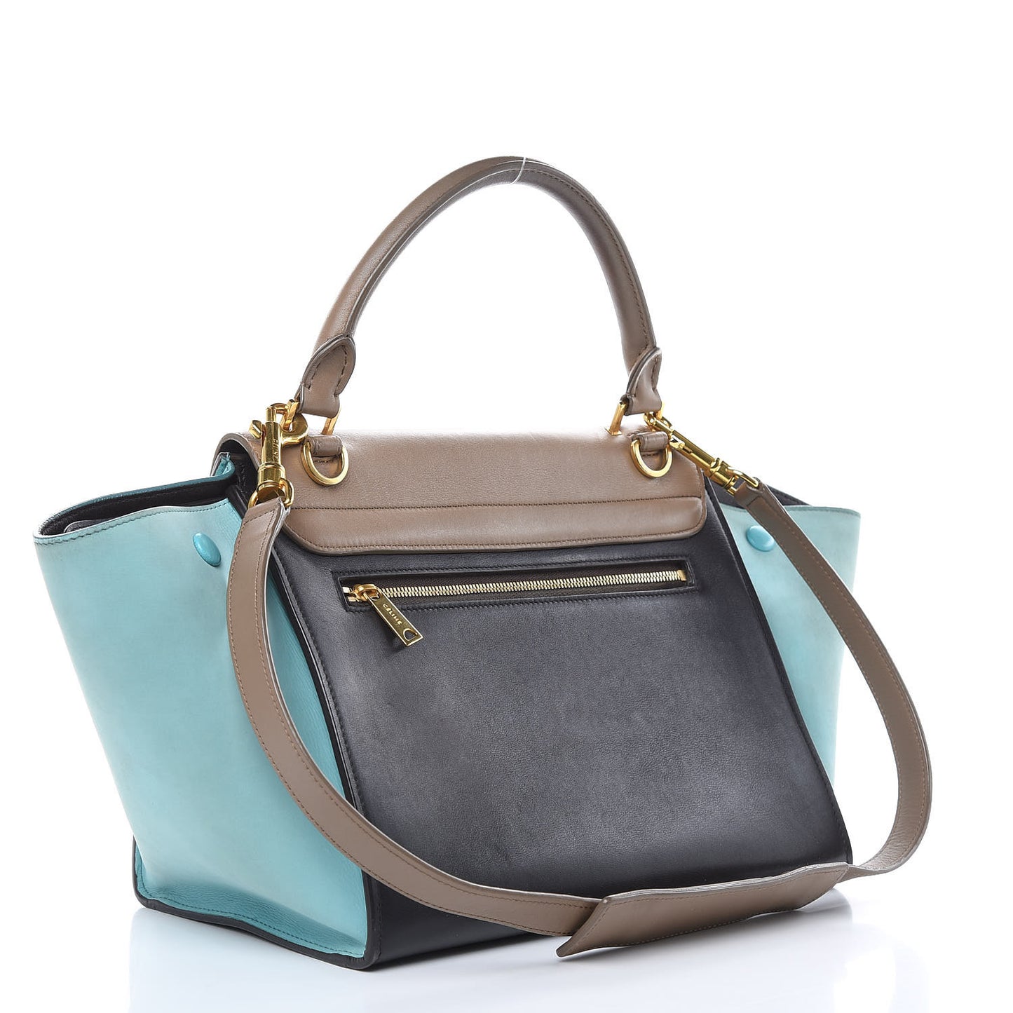 Smooth Calfskin Nubuck Small Tri-Color Trapeze Taupe