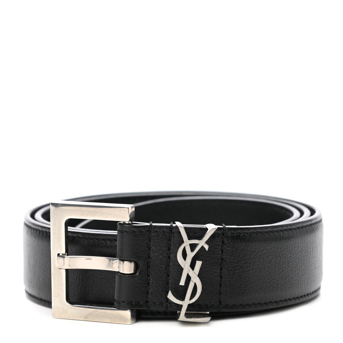 Smooth Calfskin Monogram Square Buckle Belt 75 30 Black