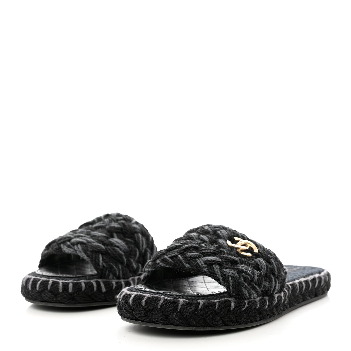 Cord Braided CC Mules 38 Black