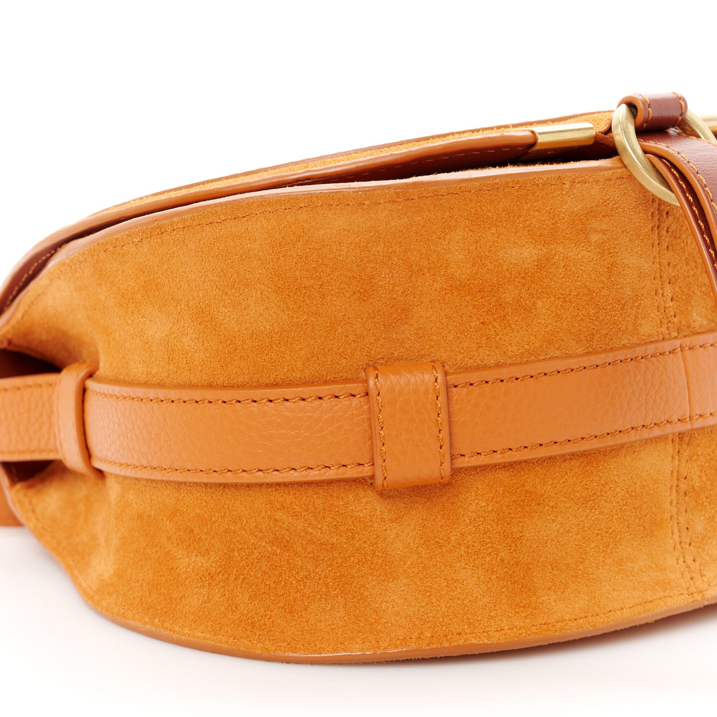Suede Calfskin Mini Marcie Round Crossbody Bag Henna Orange