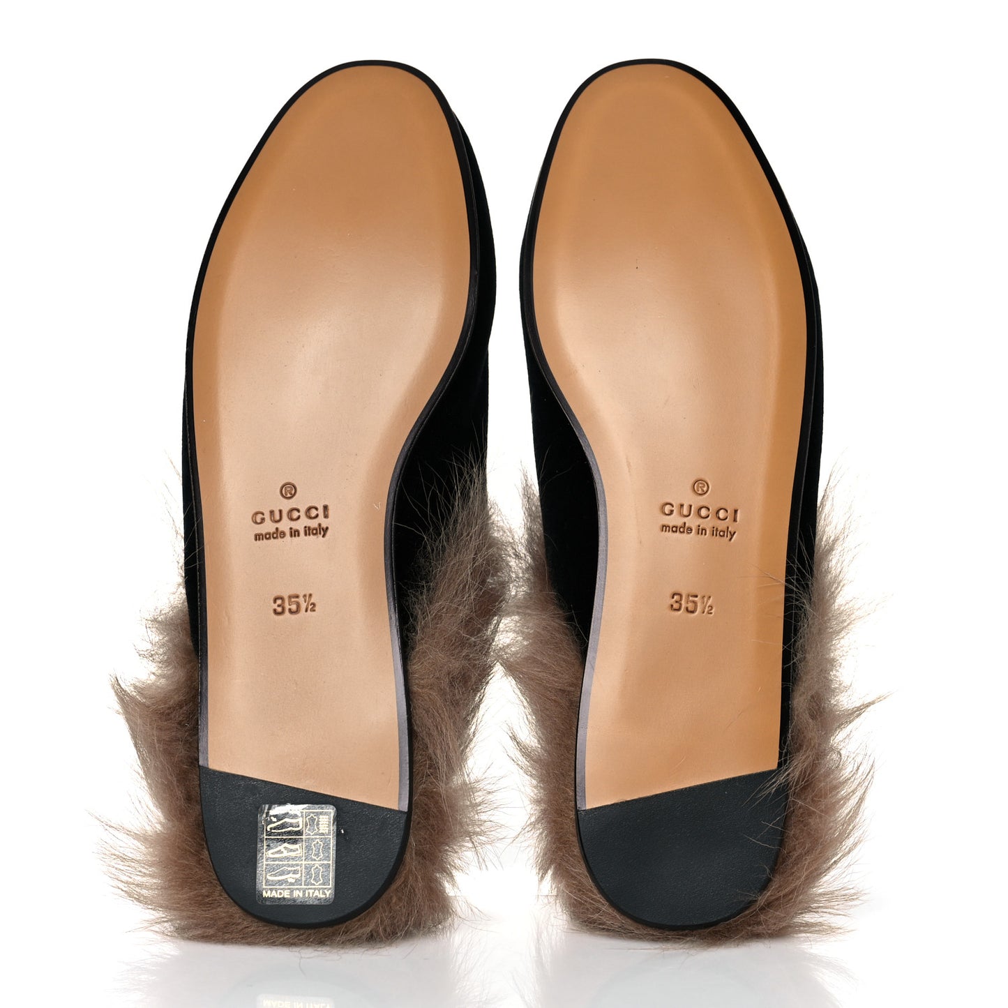 Velvet Fur Womens Princetown Slippers 35.5 Black