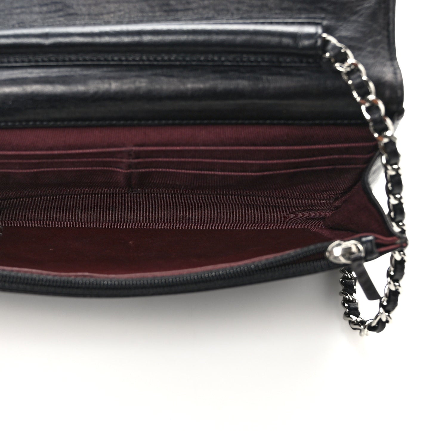 Lambskin Quilted Wallet On Chain WOC Black