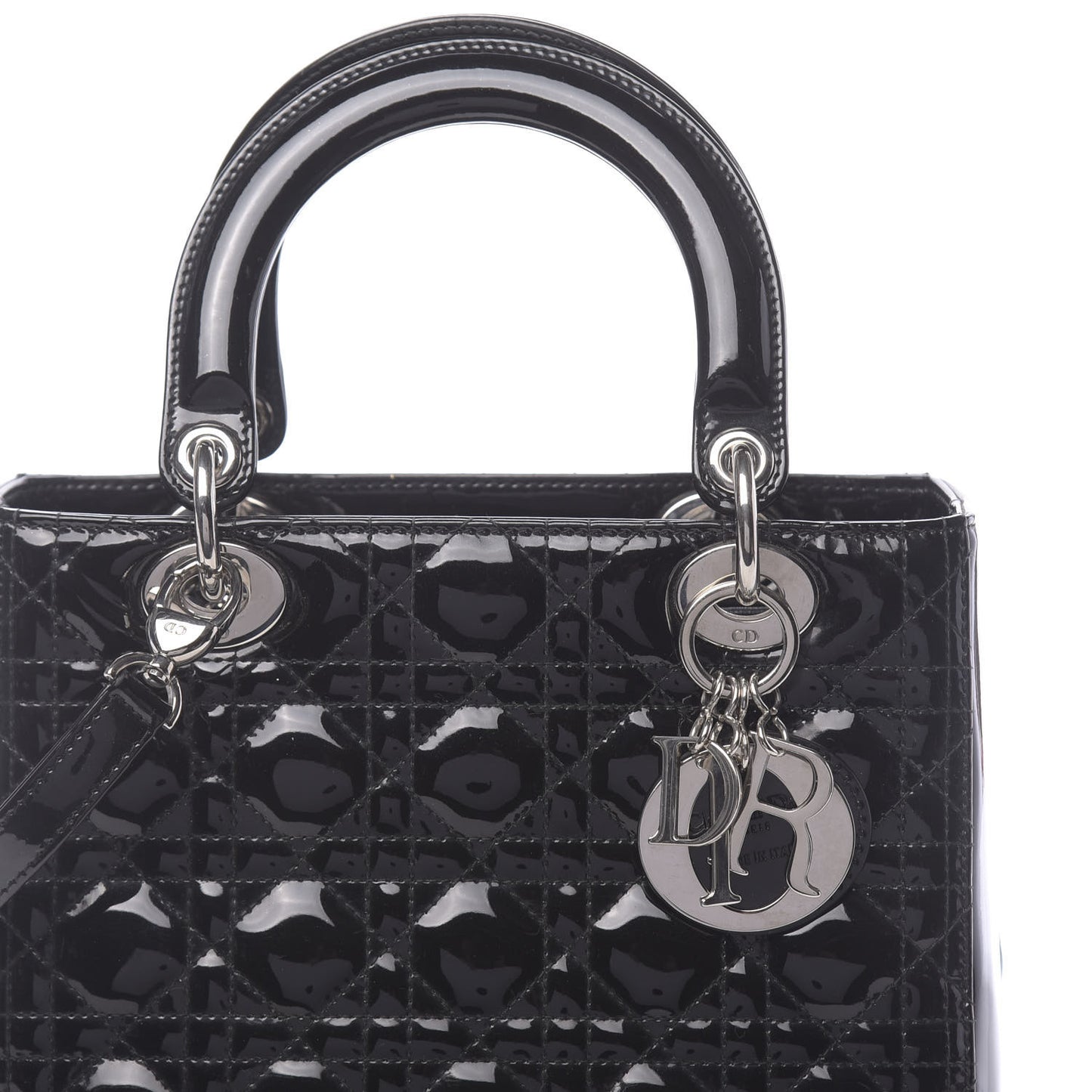 Patent Cannage Medium Lady Dior Black
