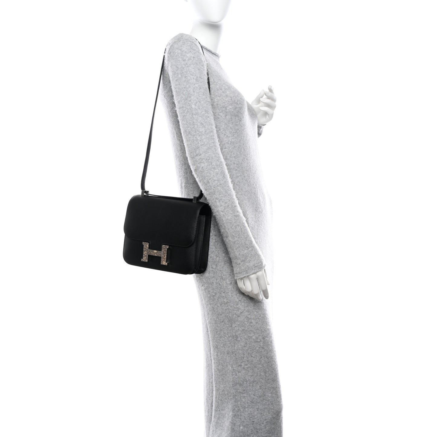 Madame Calfskin Lizard Constance 24 Black Ombre
