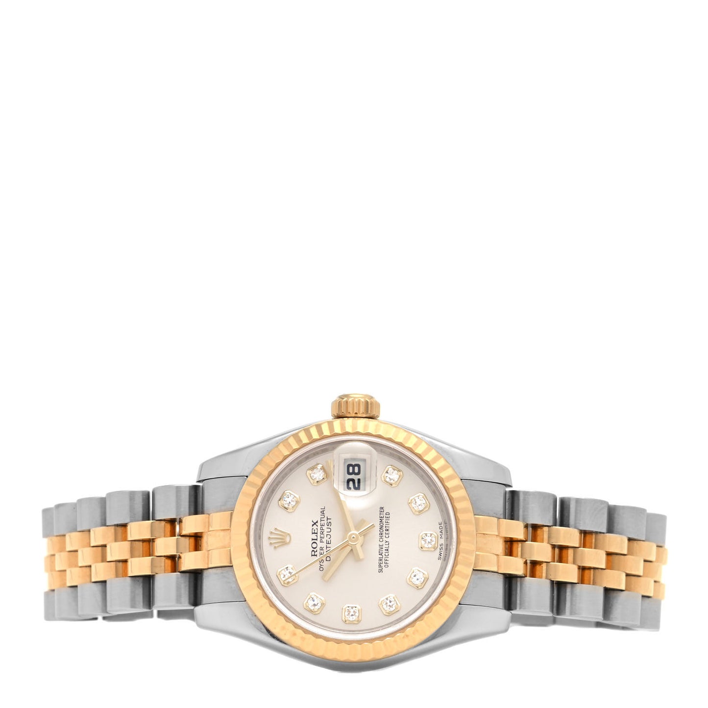 Stainless Steel 18K Yellow Gold Diamond 26mm Oyster Perpetual Datejust Watch Silver 179173