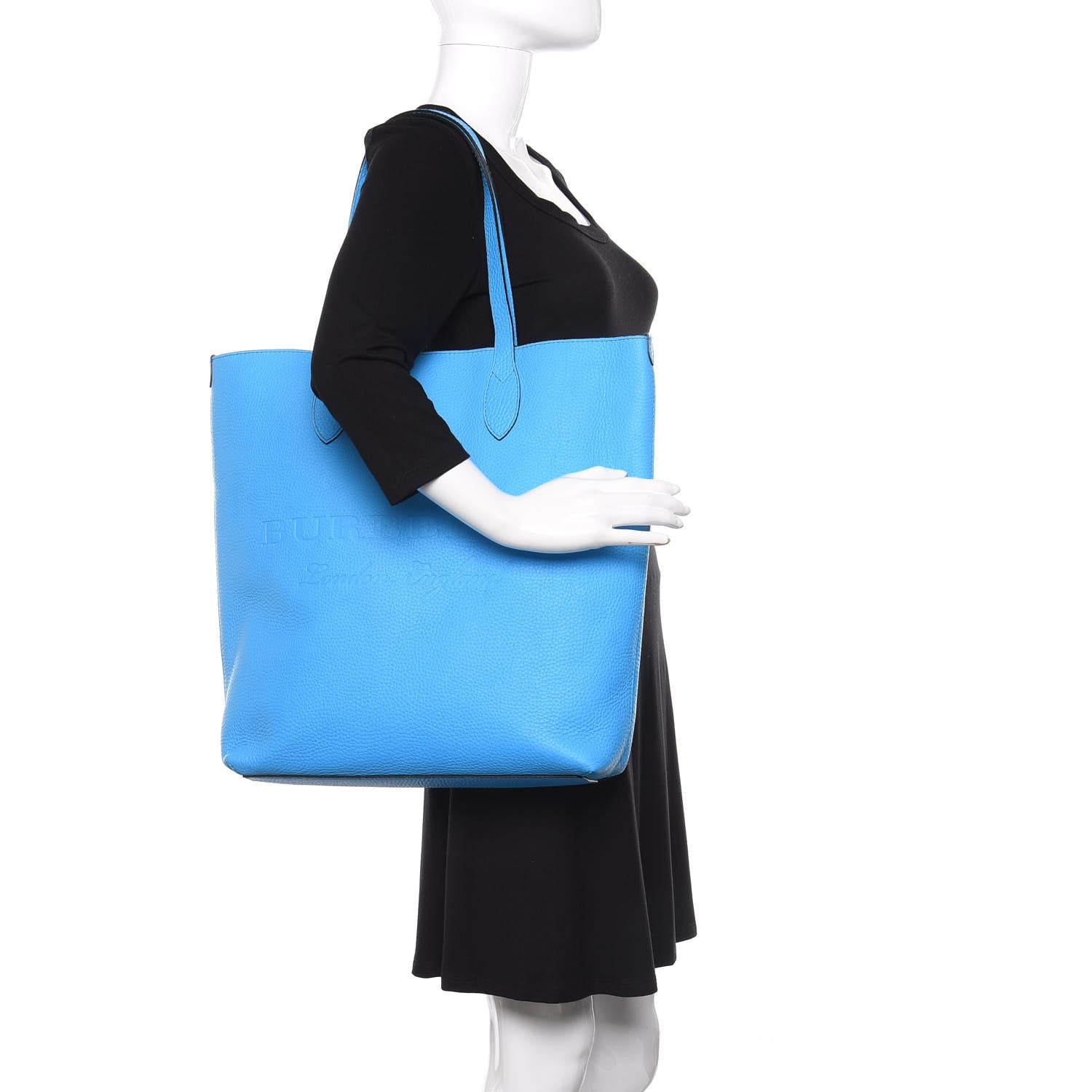 Burberry Grainy Calfskin Remington Tote Neon Blue 2 of 10