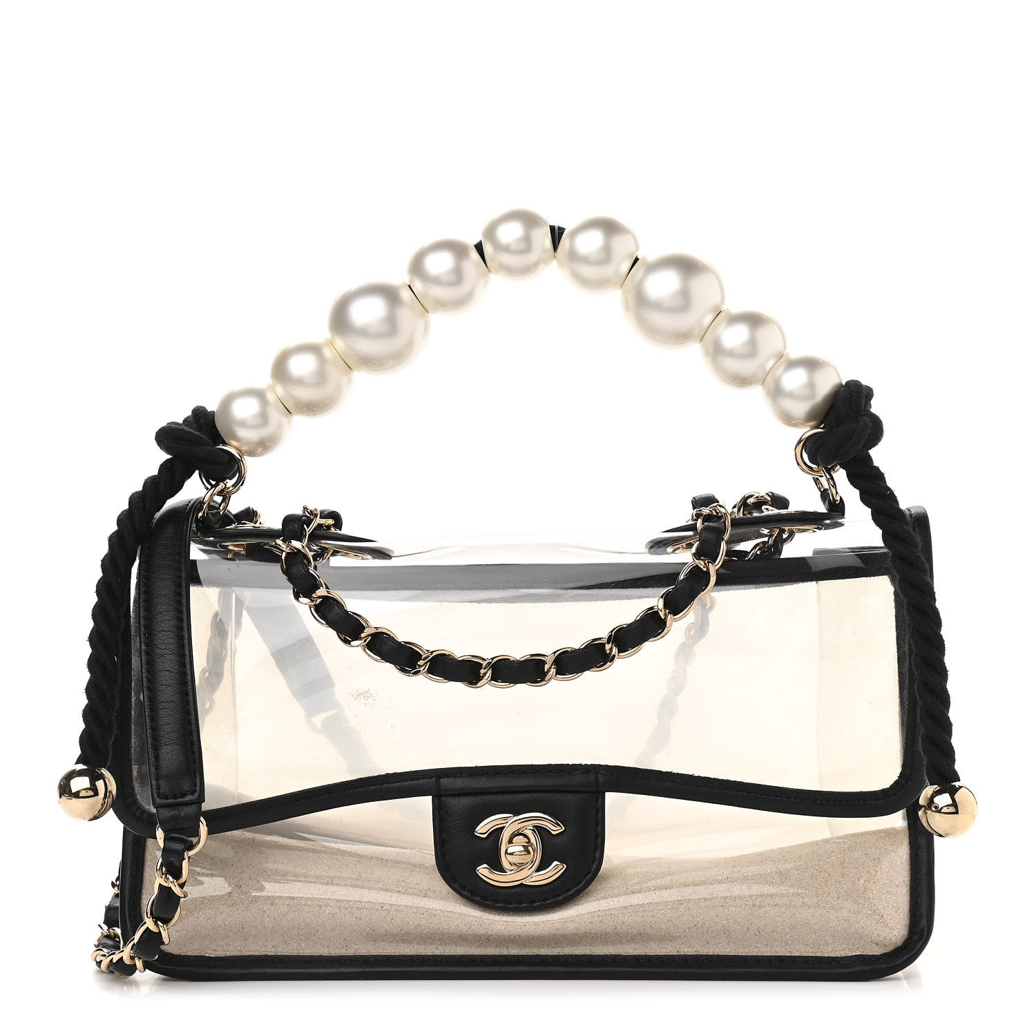 Chanel Lambskin PVC Sand By The Sea Flap With Pearl Strap Black 1 of 11