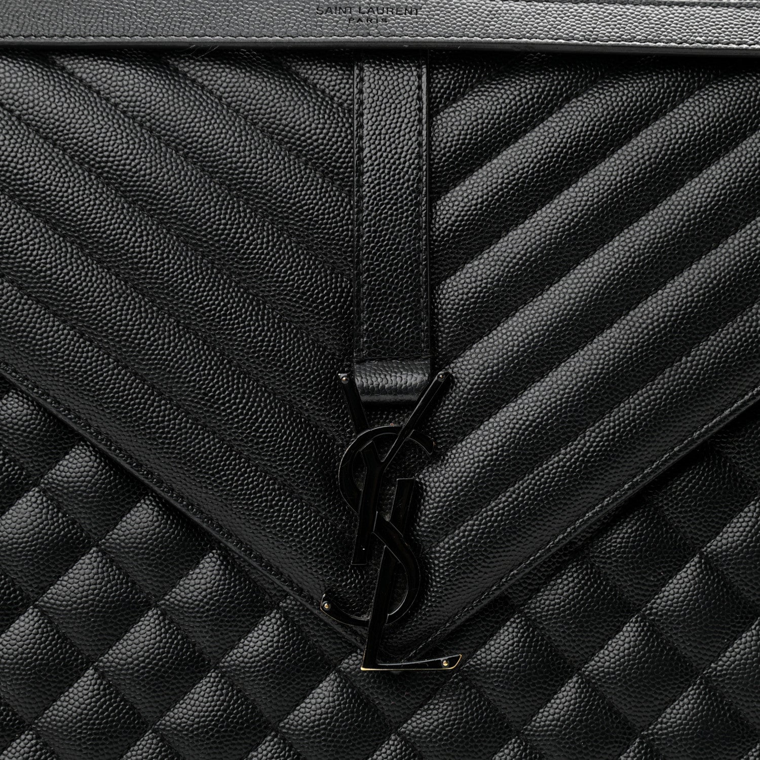 Saint Laurent Grain De Poudre Textured Mixed Matelasse Large Triquilt Monogram Monochrome Satchel Black 9 of 16