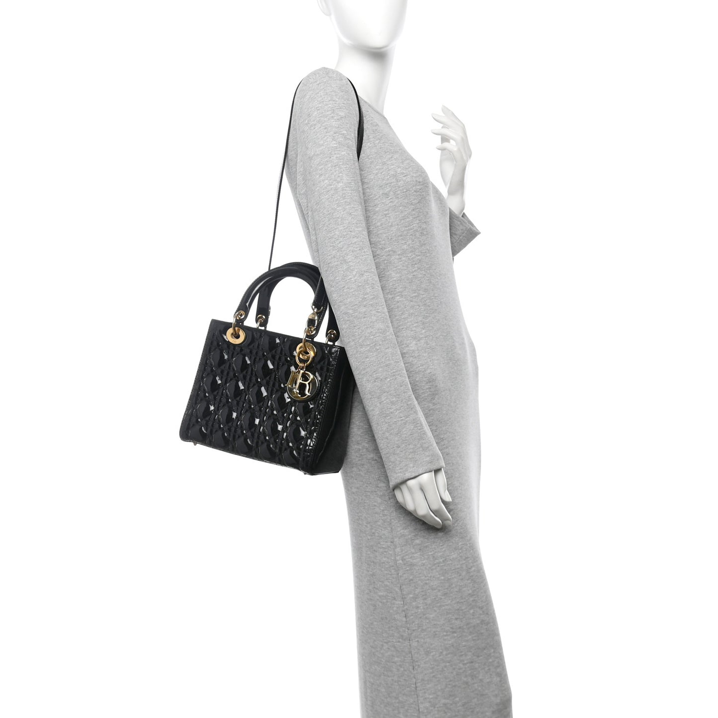 Patent Cannage Medium Lady Dior Black