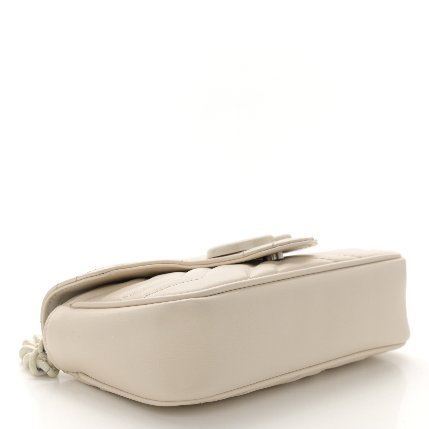 Gucci Calfskin Matelasse Monochrome GG Marmont Chain Belt Bag Mystic White 4 of 11